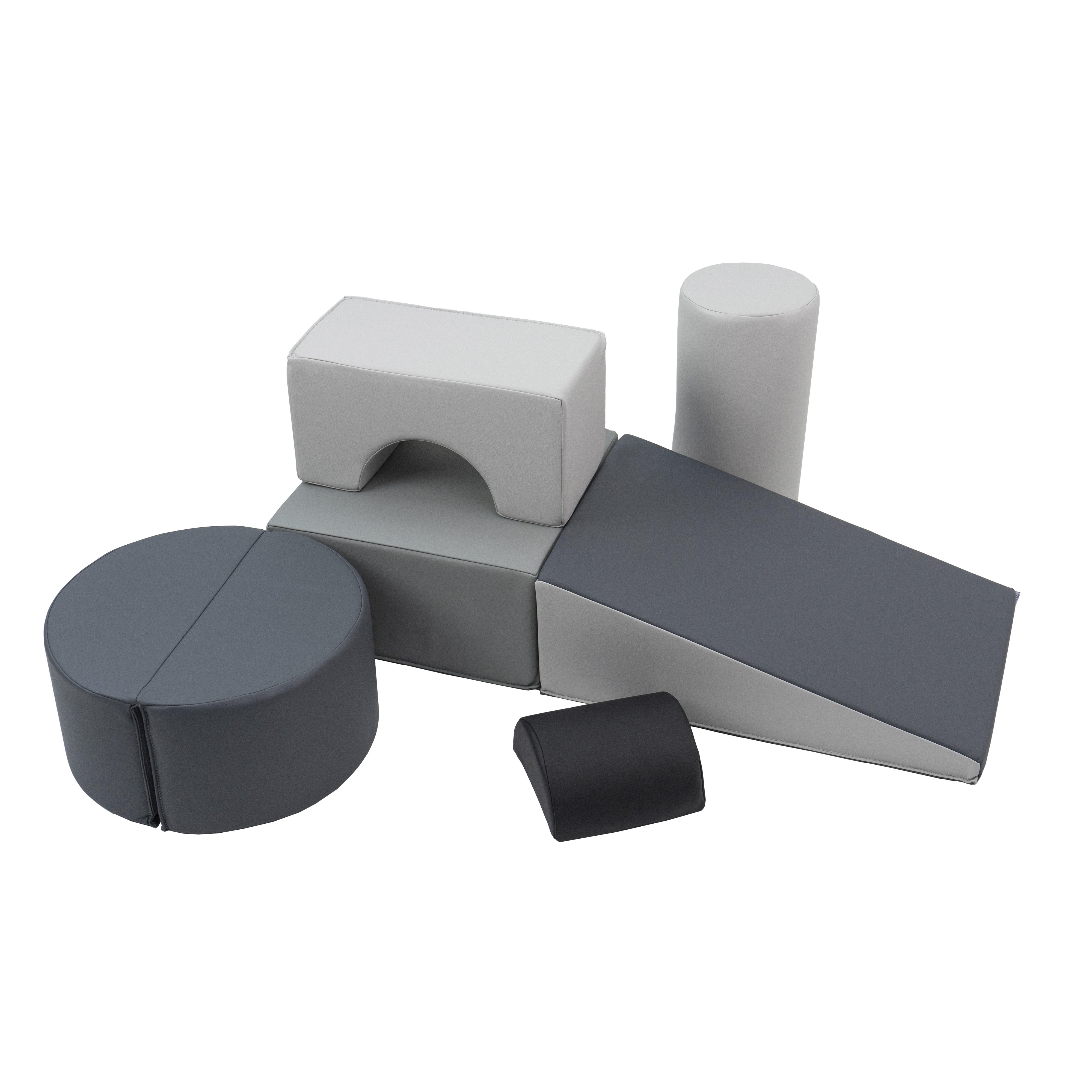 SoftScape Playtime and Climb, 6-Piece - Gray/Light Gray