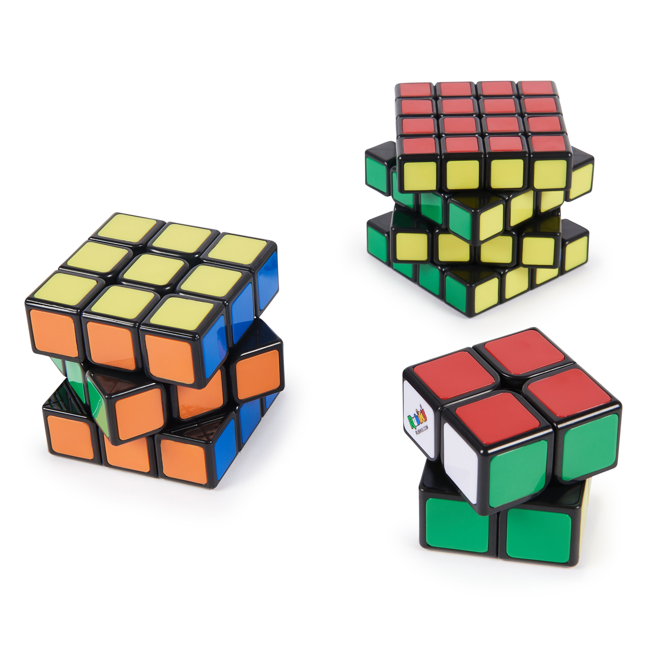 Rubik’s Cube, Tiled Trio Bundle 2x2 Mini 3x3 Cube 4x4 Master, Problem-Solving Brain Teaser, Classic Color-Matching Puzzle, Fidget Toy, Sensory Puzzle for Adults, Teens, Kids, Ages 8 & Up
