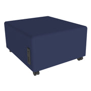 Pro Series Upholstered Square Mobile Ottoman with Tech Panel - Navy
