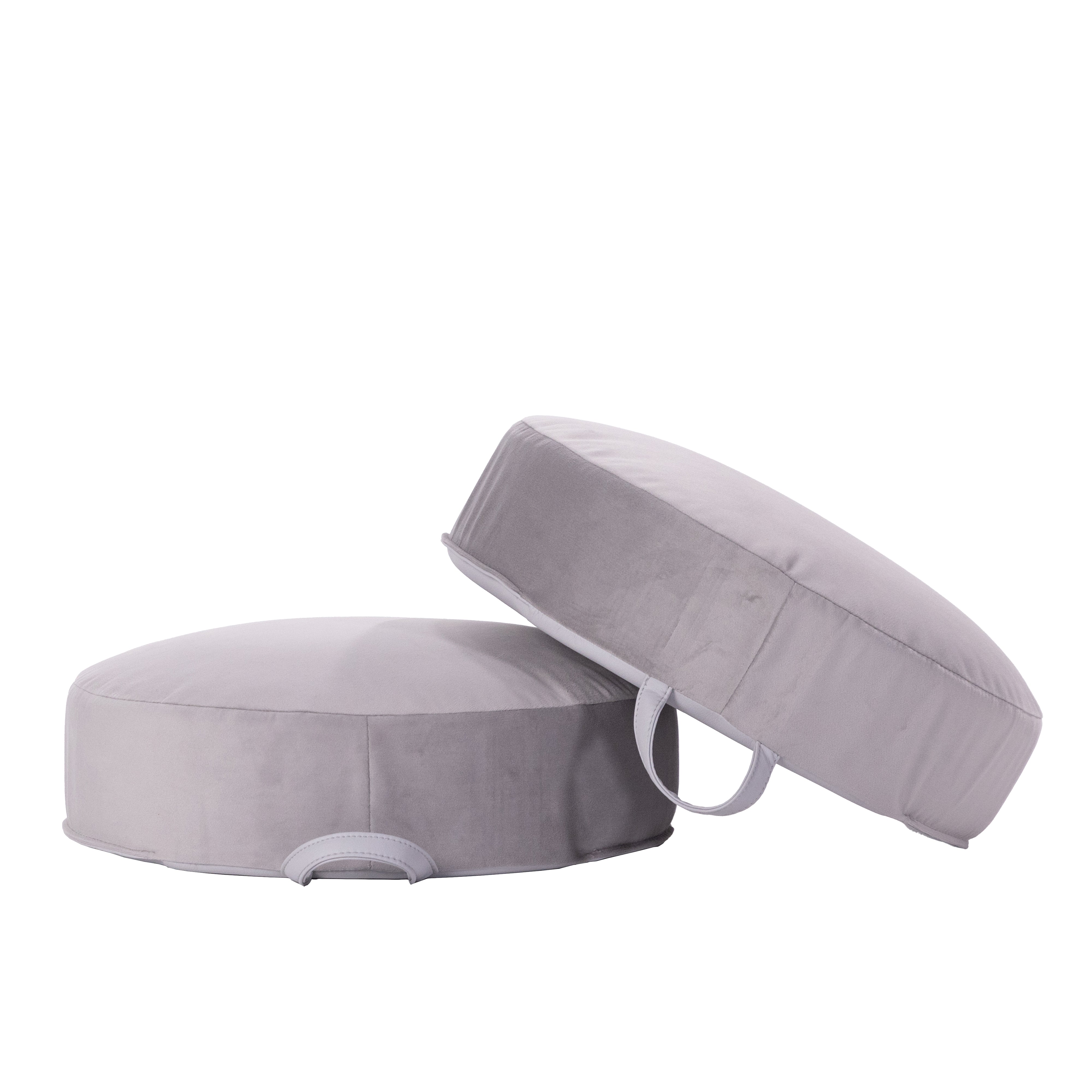 Overstuffed Microfiber Floor Cushions, 2-Piece - Sterling