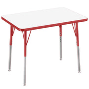 24" x 36" Rectangle Dry-Erase Activity Table with Adjustable Standard Swivel Glide Legs - Whiteboard/Red