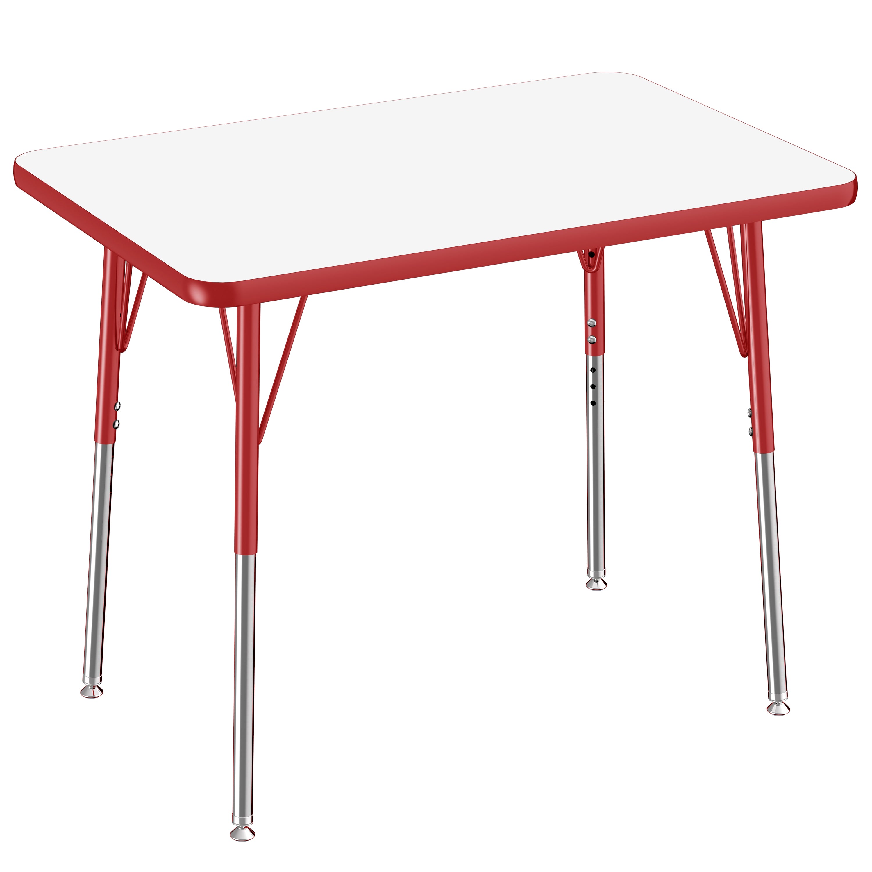 24" x 36" Rectangle Dry-Erase Activity Table with Adjustable Standard Swivel Glide Legs - Whiteboard/Red