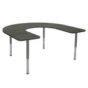 60" x 66" Horseshoe La Madera Activity Table with Adjustable Super Legs - Gray Wood/Silver
