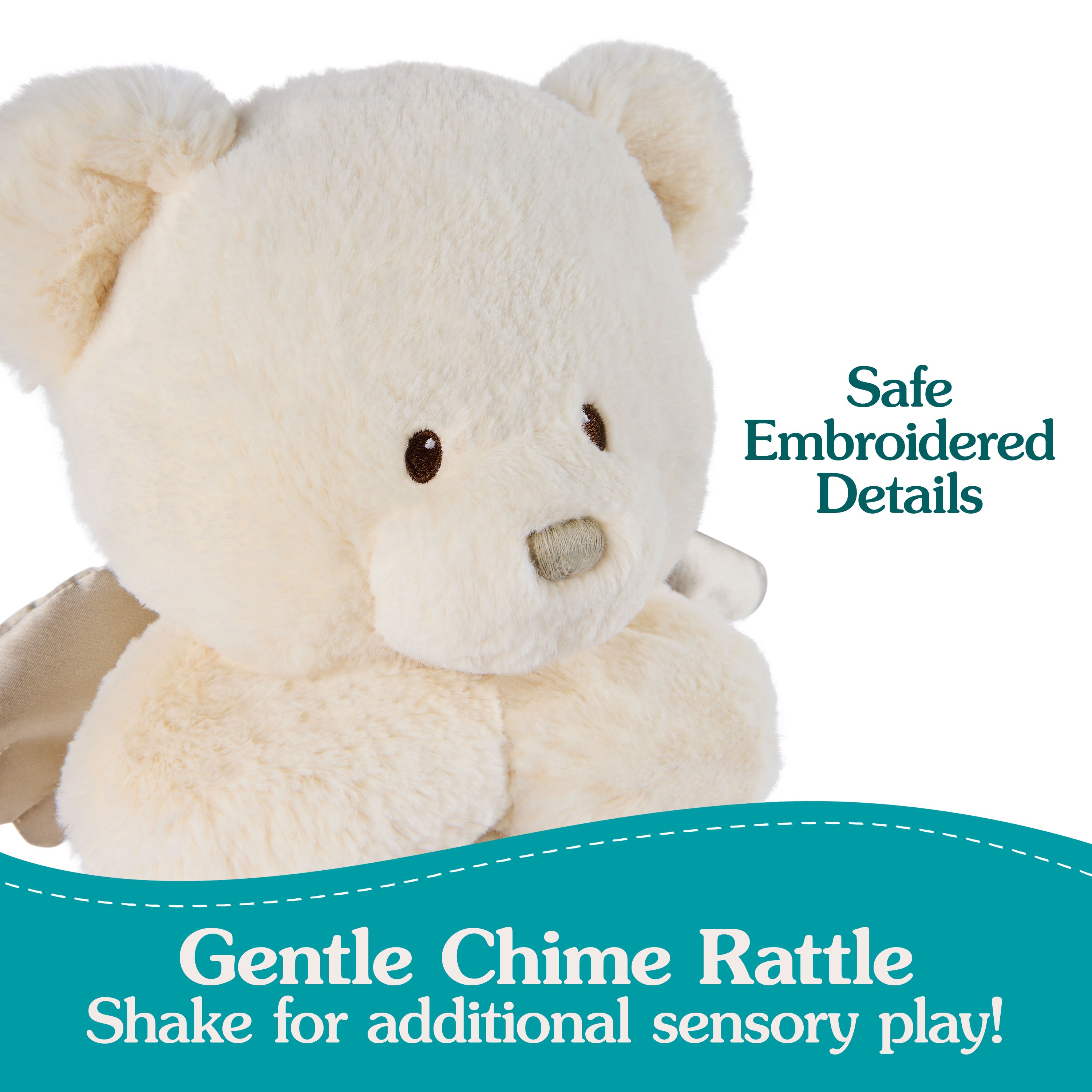 GUND Baby Angel Bear with Wings, Spiritual Teddy Bear with Chime Sound, Sensory Toy for Babies and Newborns, White, 9”