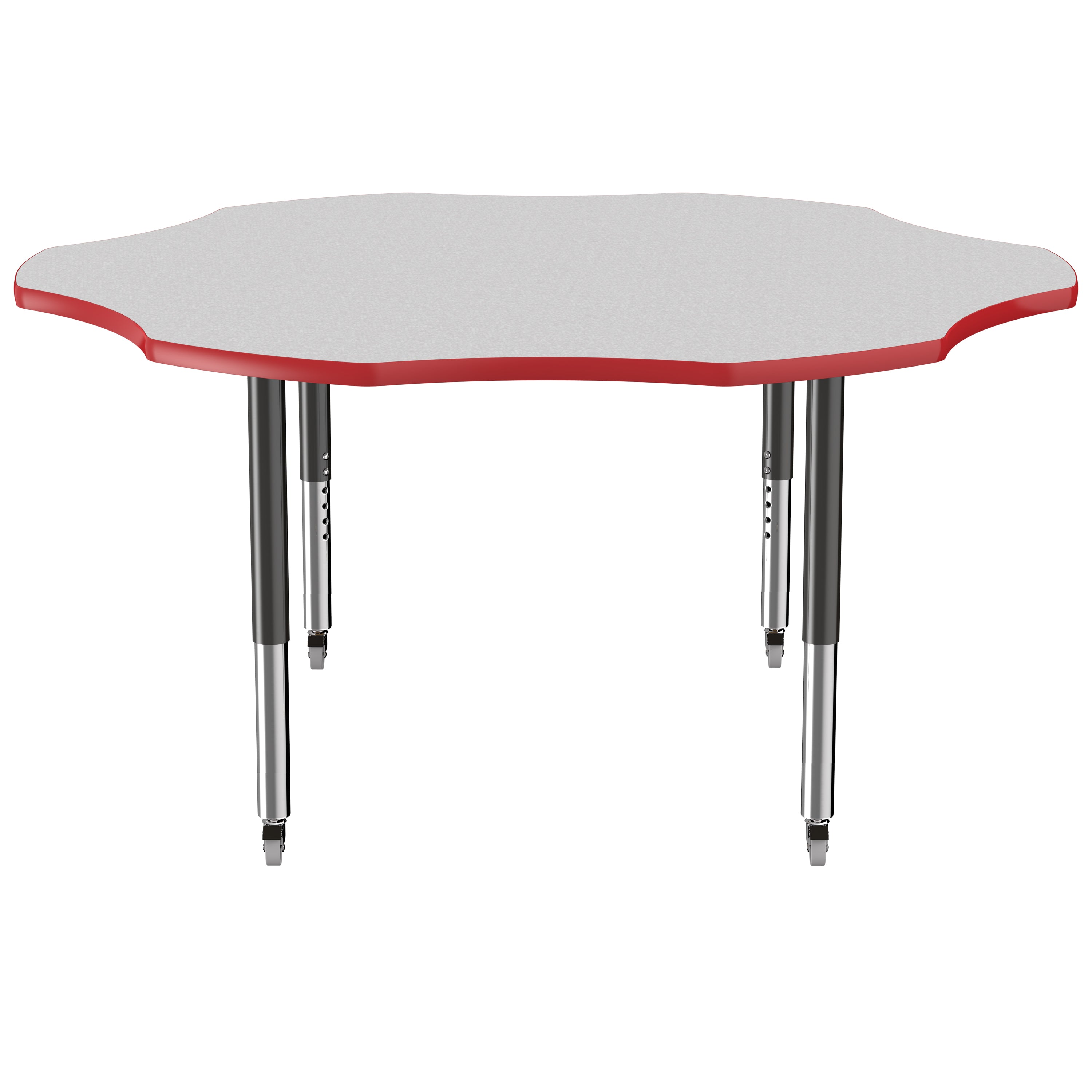 60" x 60" Flower T-Molding Activity Table with Adjustable Super Legs - Gray/Red/Black