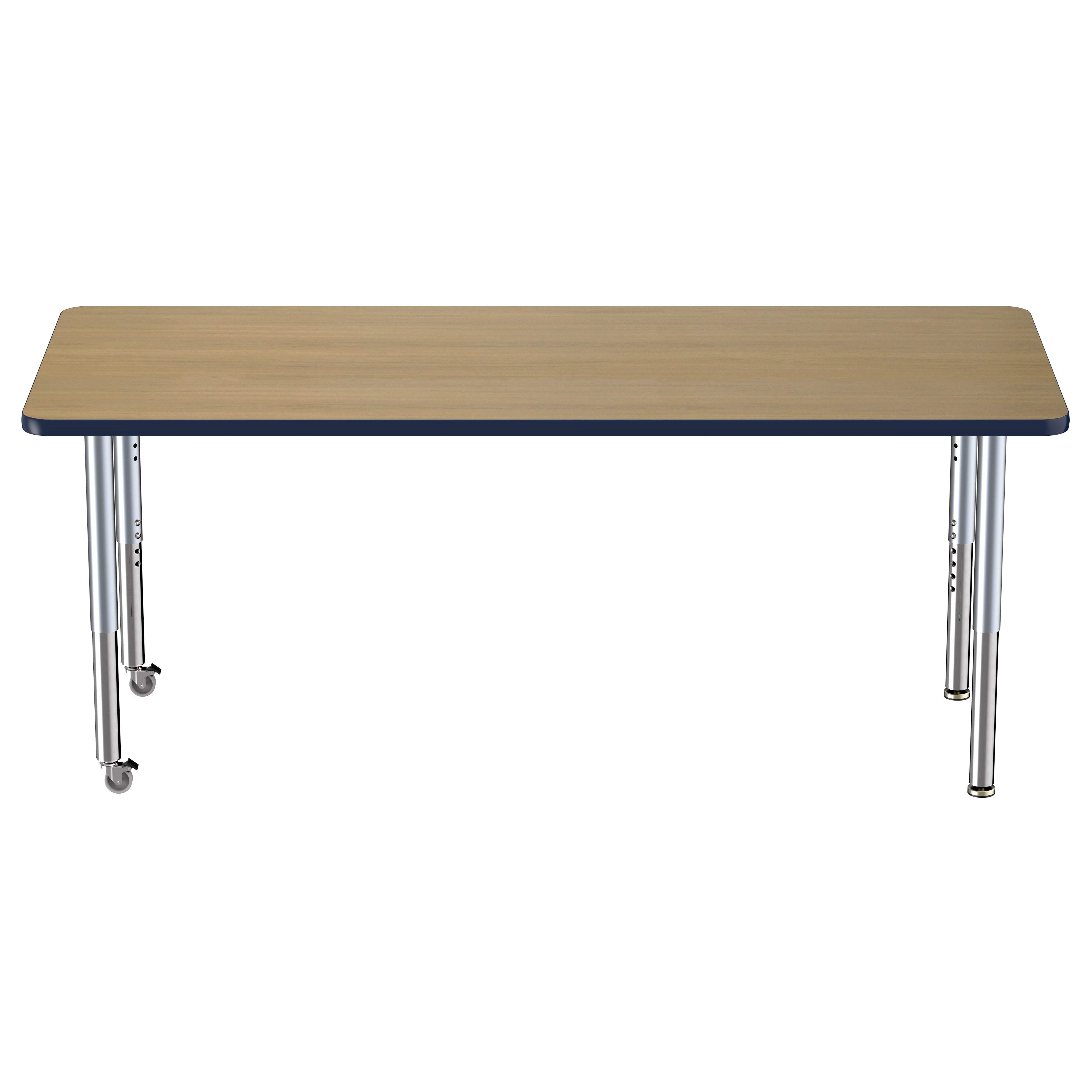 30" x 72" Rectangle Thermofused Activity Table with Adjustable Super Legs - Pasadena Oak/Navy/Silver