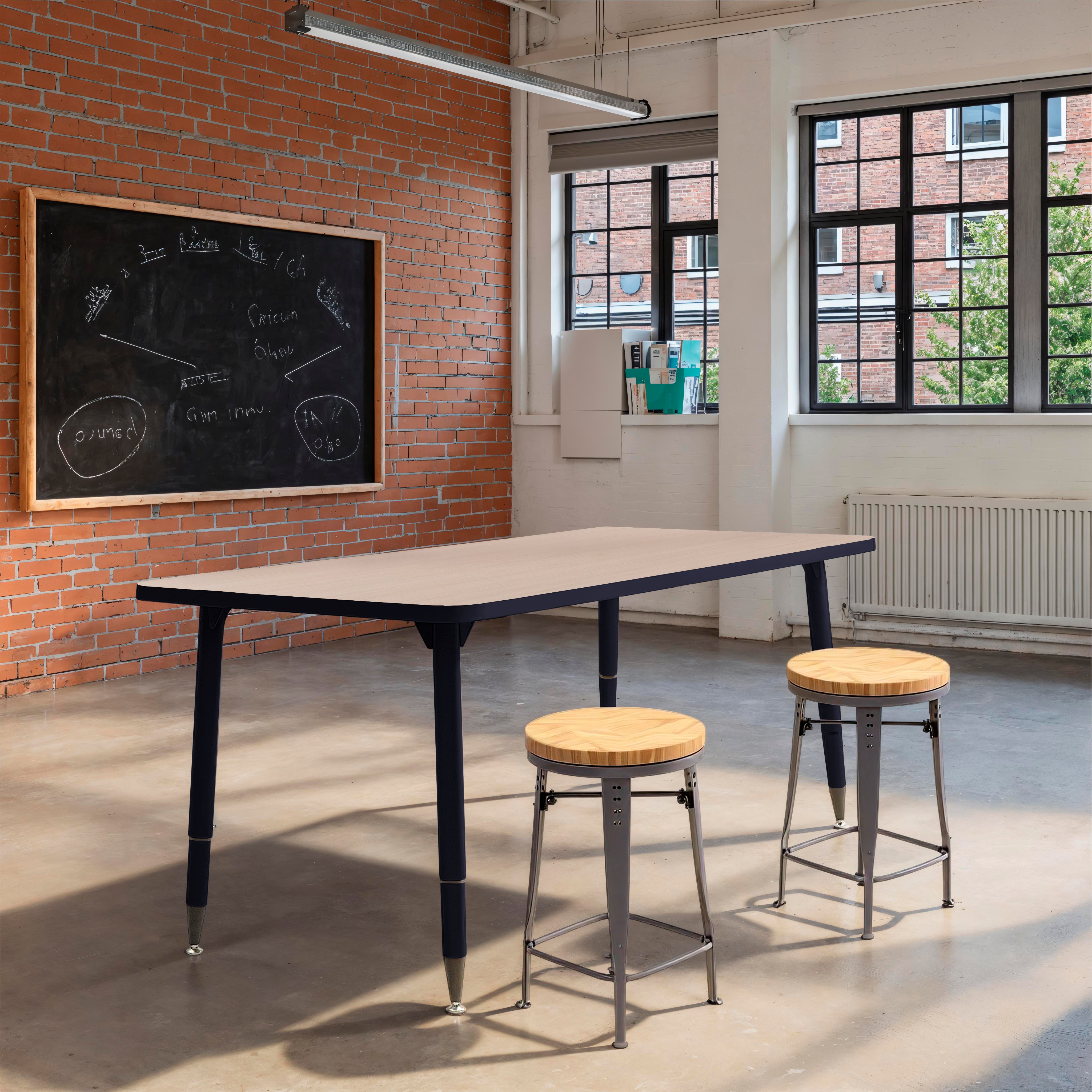 Adapte 30" x 60" Rectangle Thermofused Activity Table with Adjustable Tapered Legs - Asian Sand/Navy
