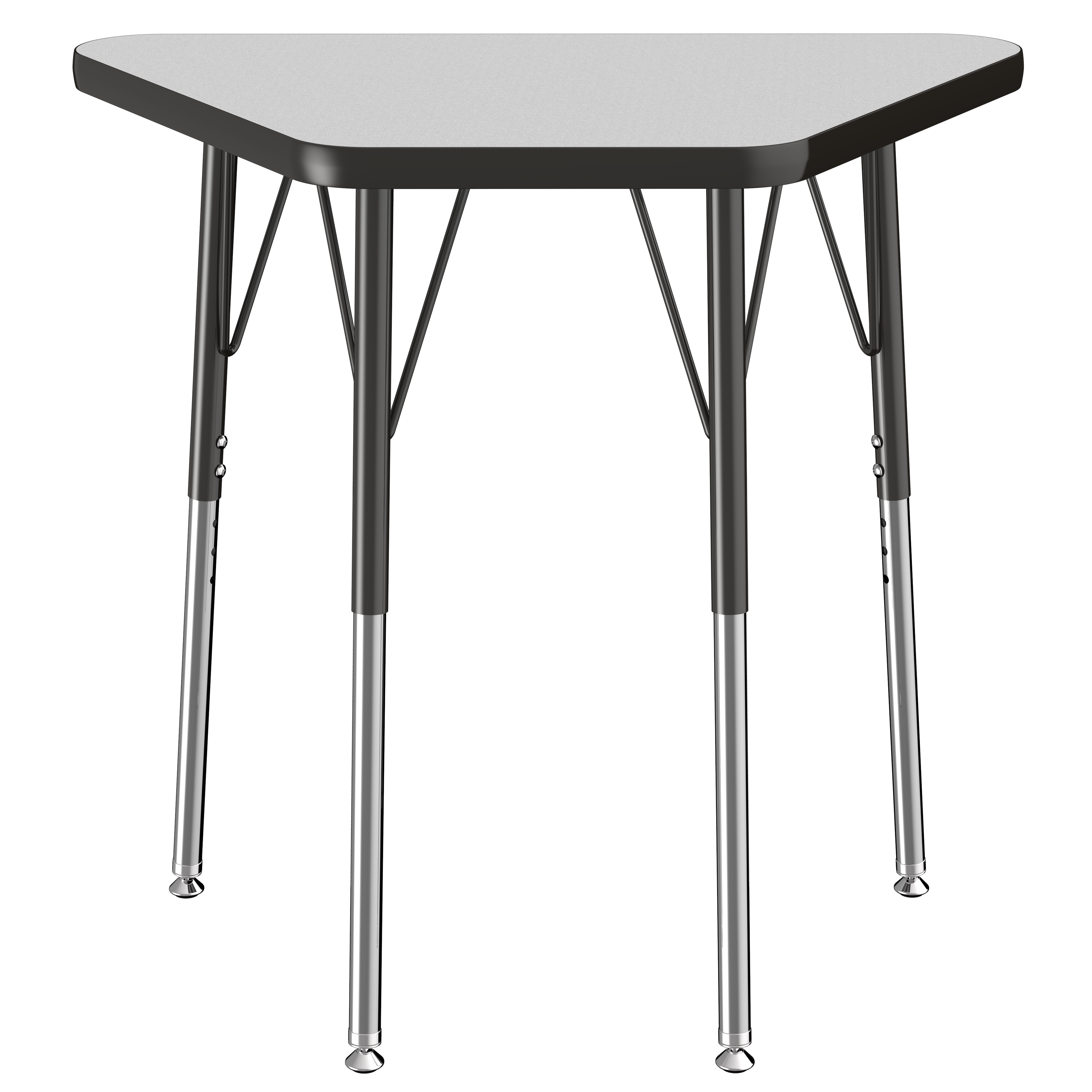 18" x 30" Trapezoid T-Molding Activity Table with Adjustable Standard Swivel Glide Legs - Gray/Black