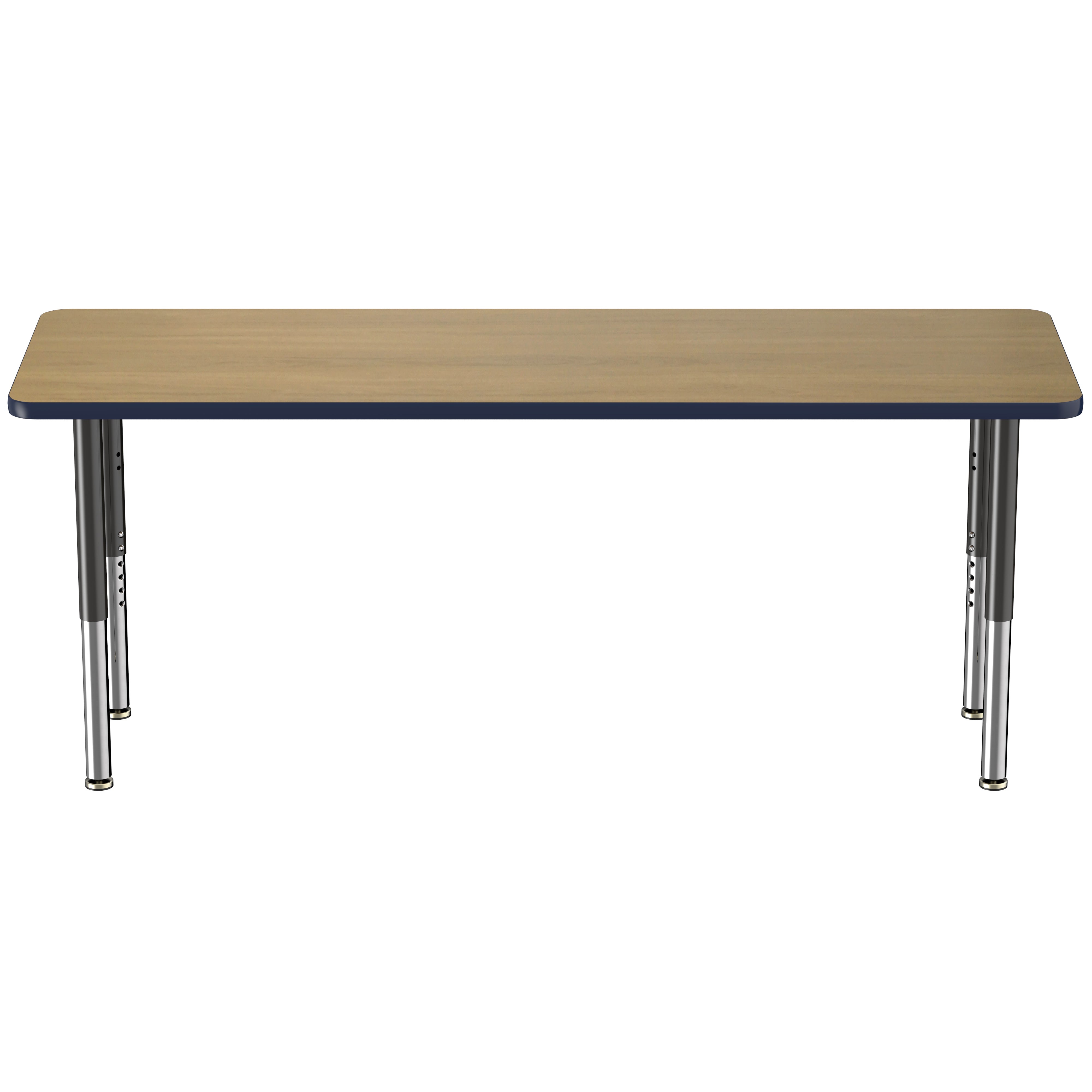 24" x 72" Rectangle T-Molding Activity Table with Adjustable Super Legs - Pasadena Oak/Navy/Black