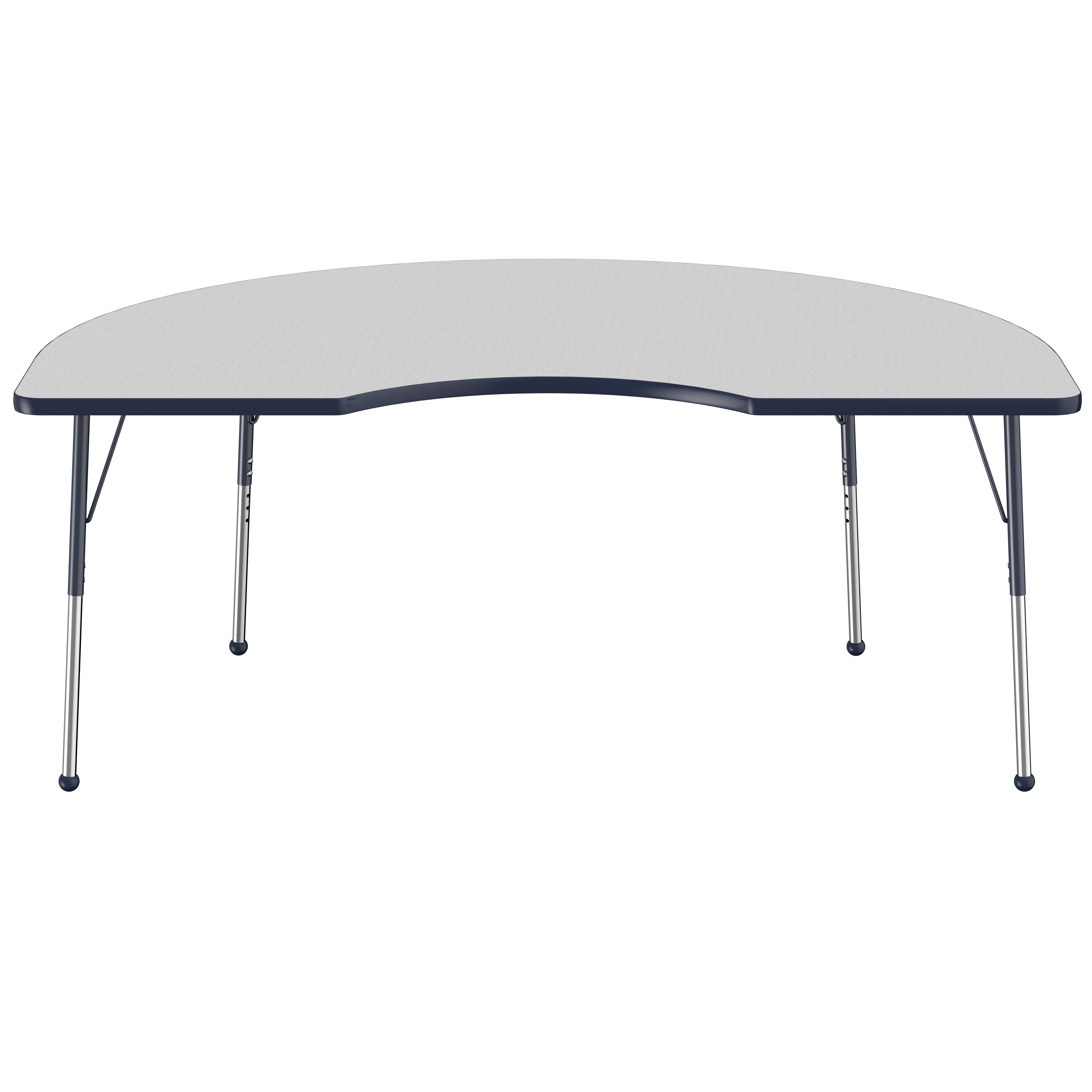 48" x 72" Kidney T-Molding Activity Table with Adjustable Standard Ball Glide Legs - Gray/Navy
