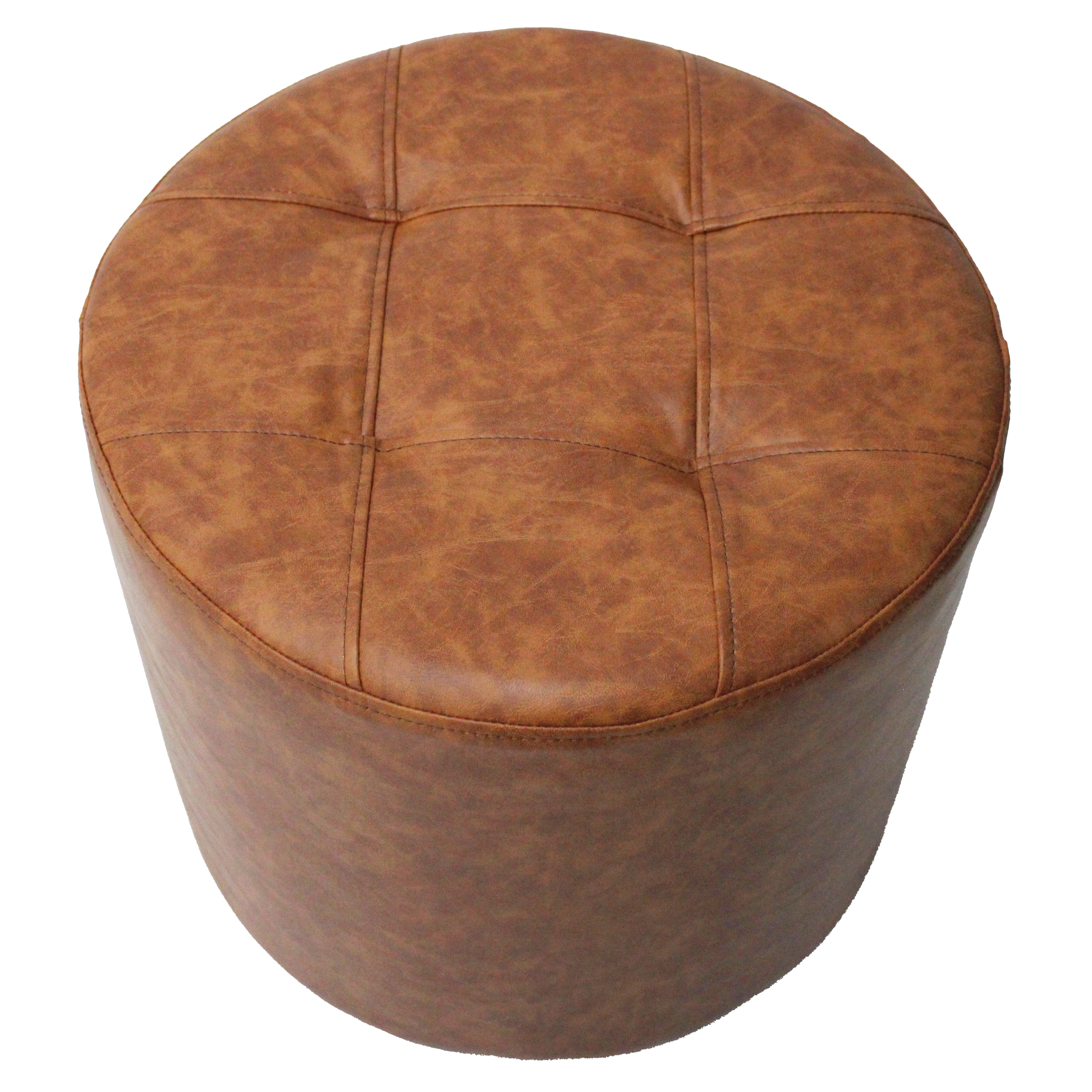 Rustic Tufted Round Ottoman 16" Height - Hazelnut