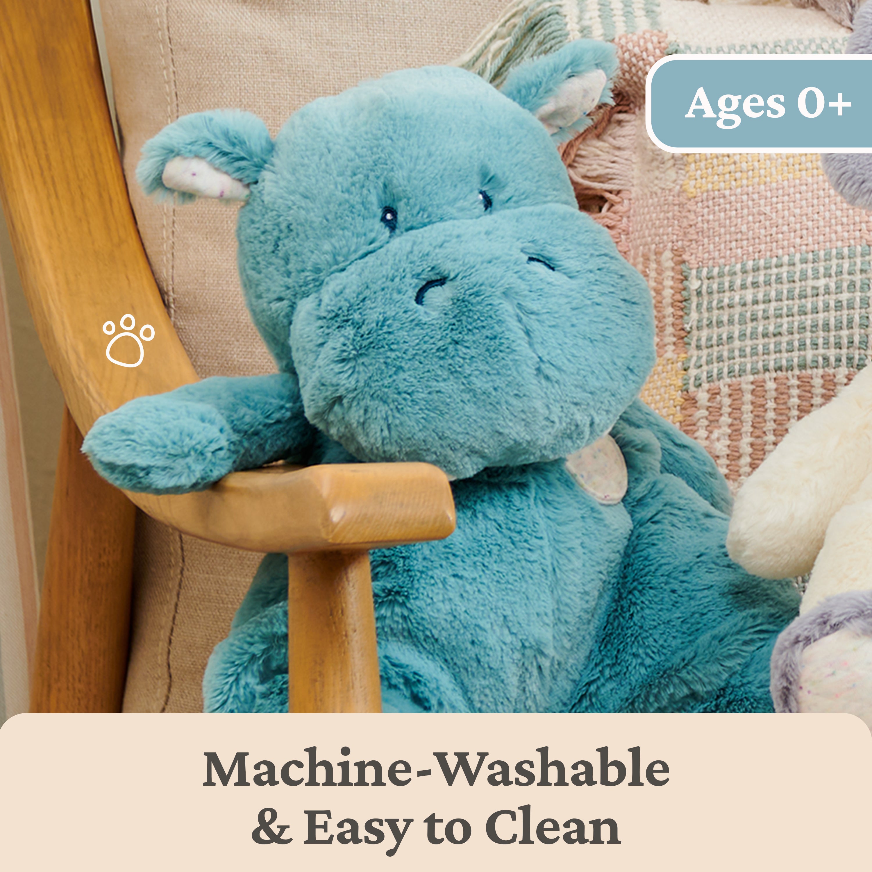 Baby GUND Oh So Snuggly Hippo Large Plush Stuffed Animal for Babies and Infants, Teal, 12.5”