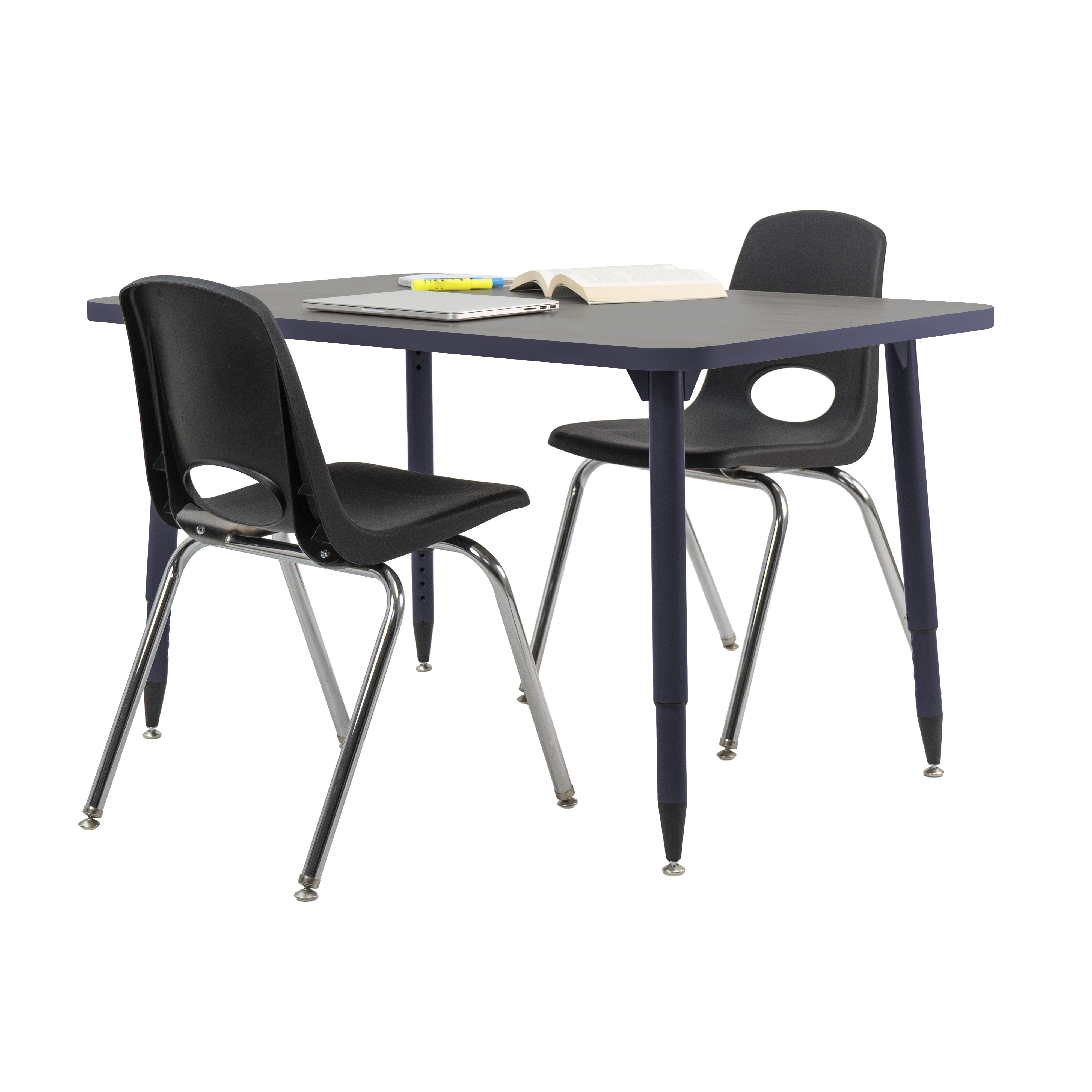 Adapte 30" x 48" Rectangle Thermofused Activity Table with Adjustable Tapered Legs - North Sea/Navy