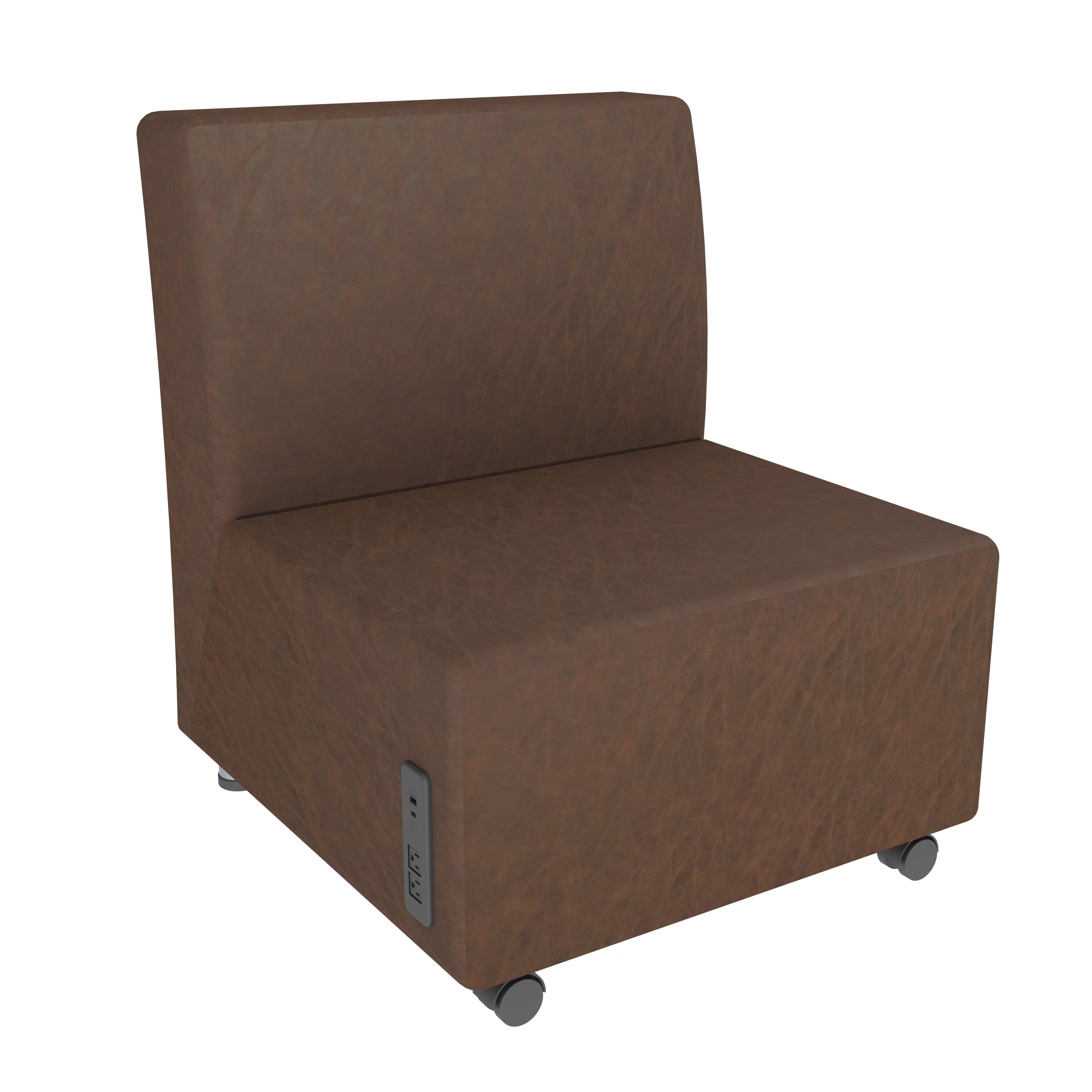 Pro Series Rustic Upholstered Armless Mobile Chair with Tech Panel - Walnut