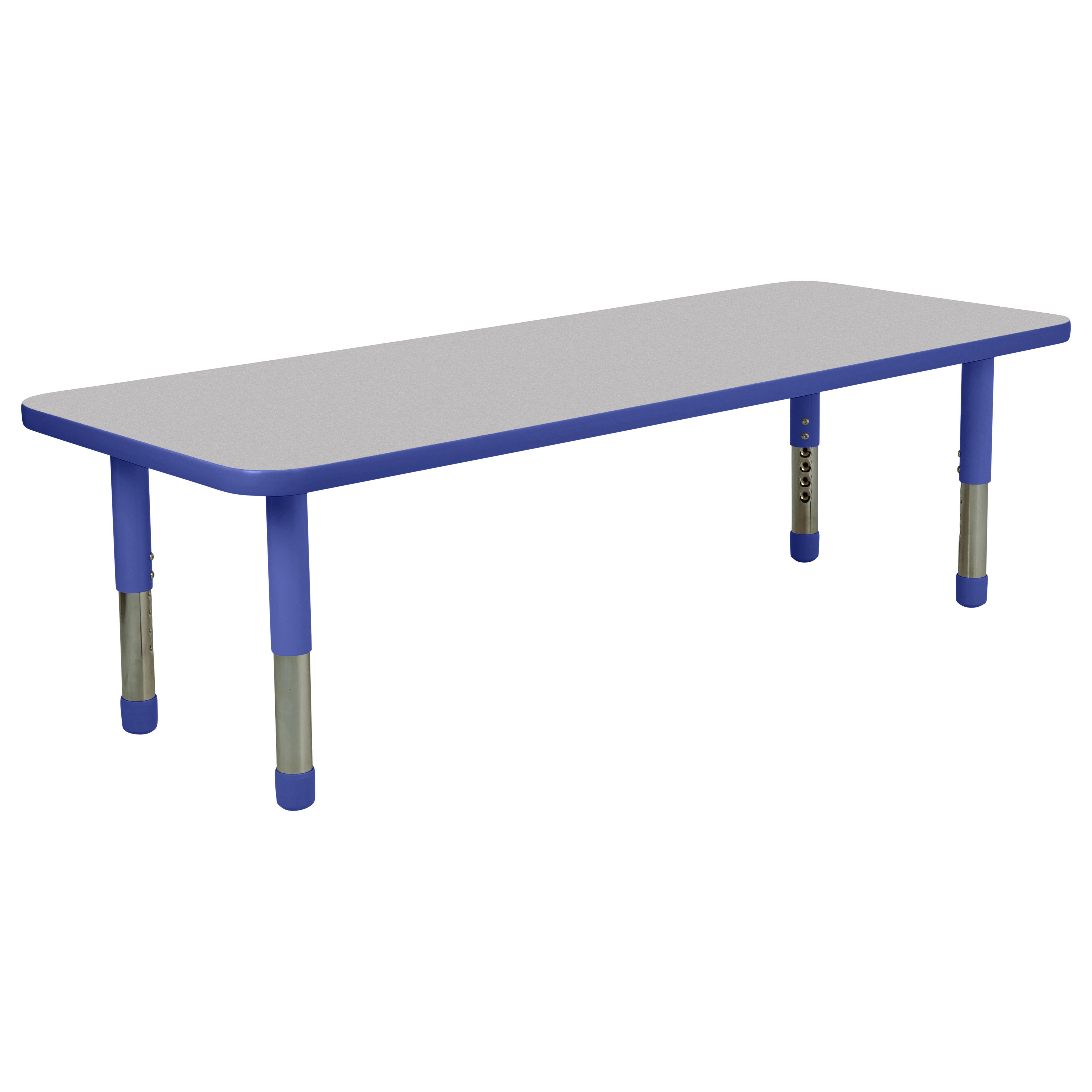 24" x 60" Rectangle T-Molding Activity Table with Adjustable Tiny Tot Legs - Gray/Blue