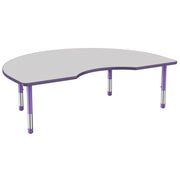 48" x 72" Kidney T-Molding Activity Table with Adjustable Chunky Legs - Gray/Purple