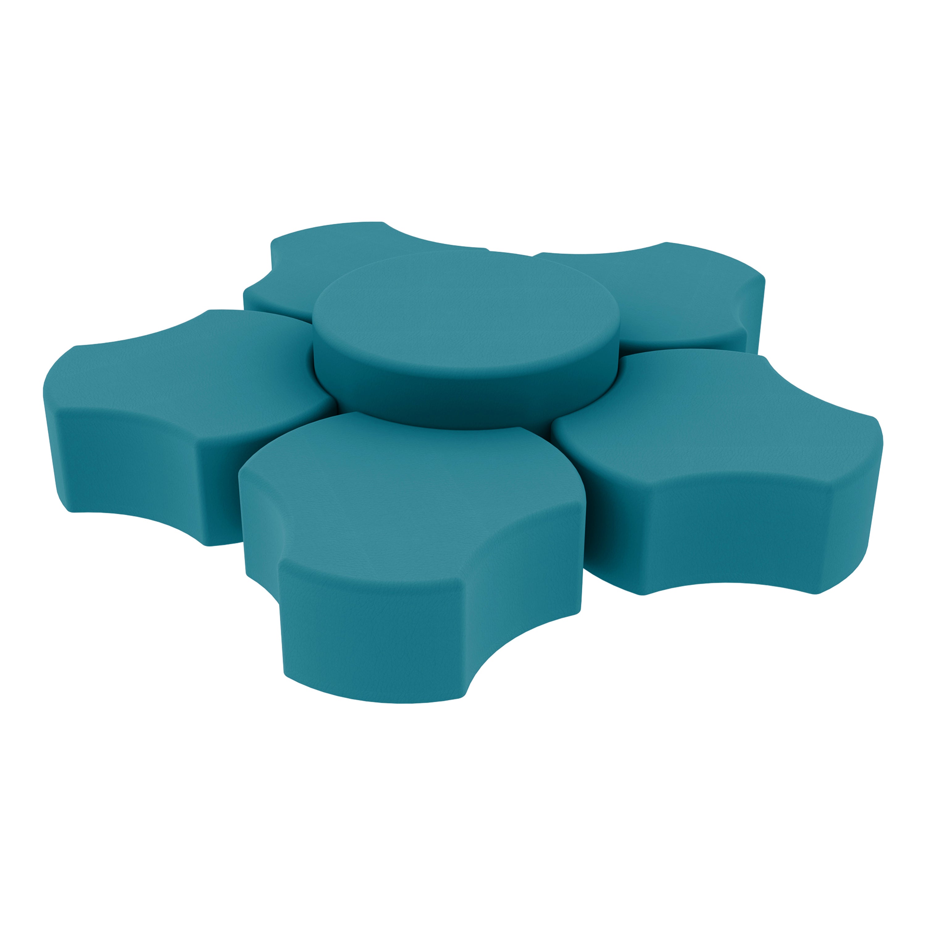 Pro Series Upholstered Spoke Ottoman, 6-Piece Set - Teal