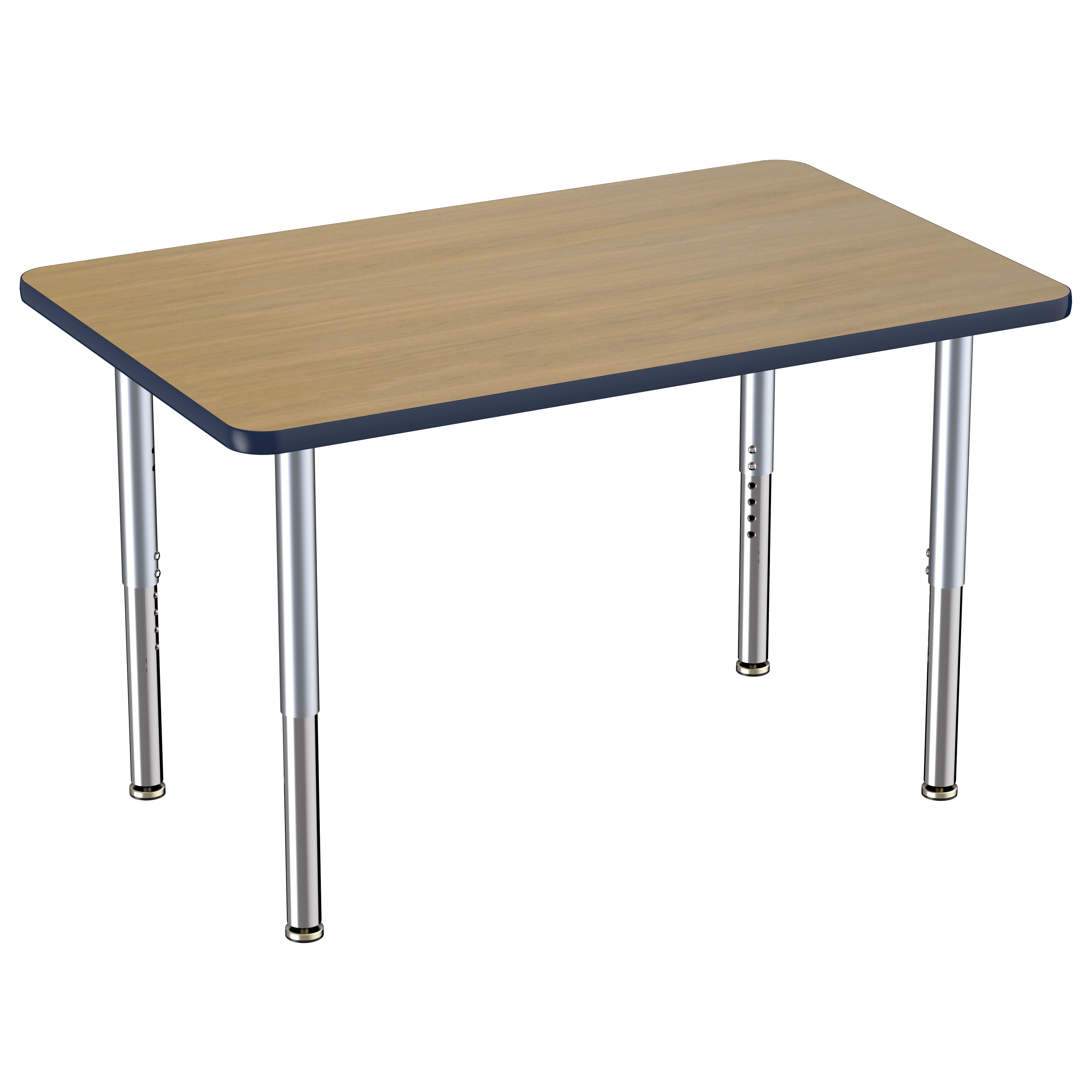 30" x 48" Rectangle Thermofused Activity Table with Adjustable Super Legs - Pasadena Oak/Navy/Silver