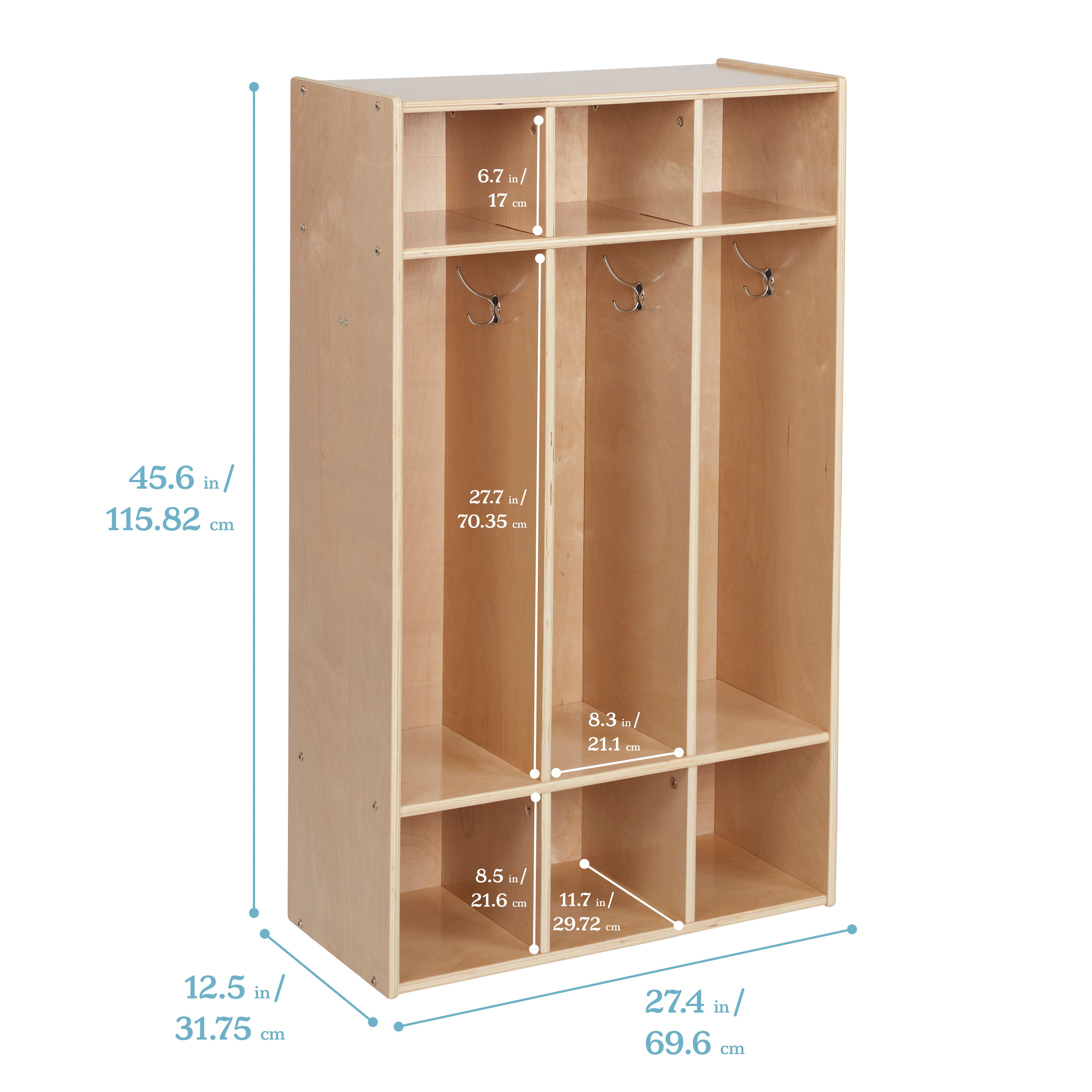 Streamline 3-Section Coat Locker - Natural