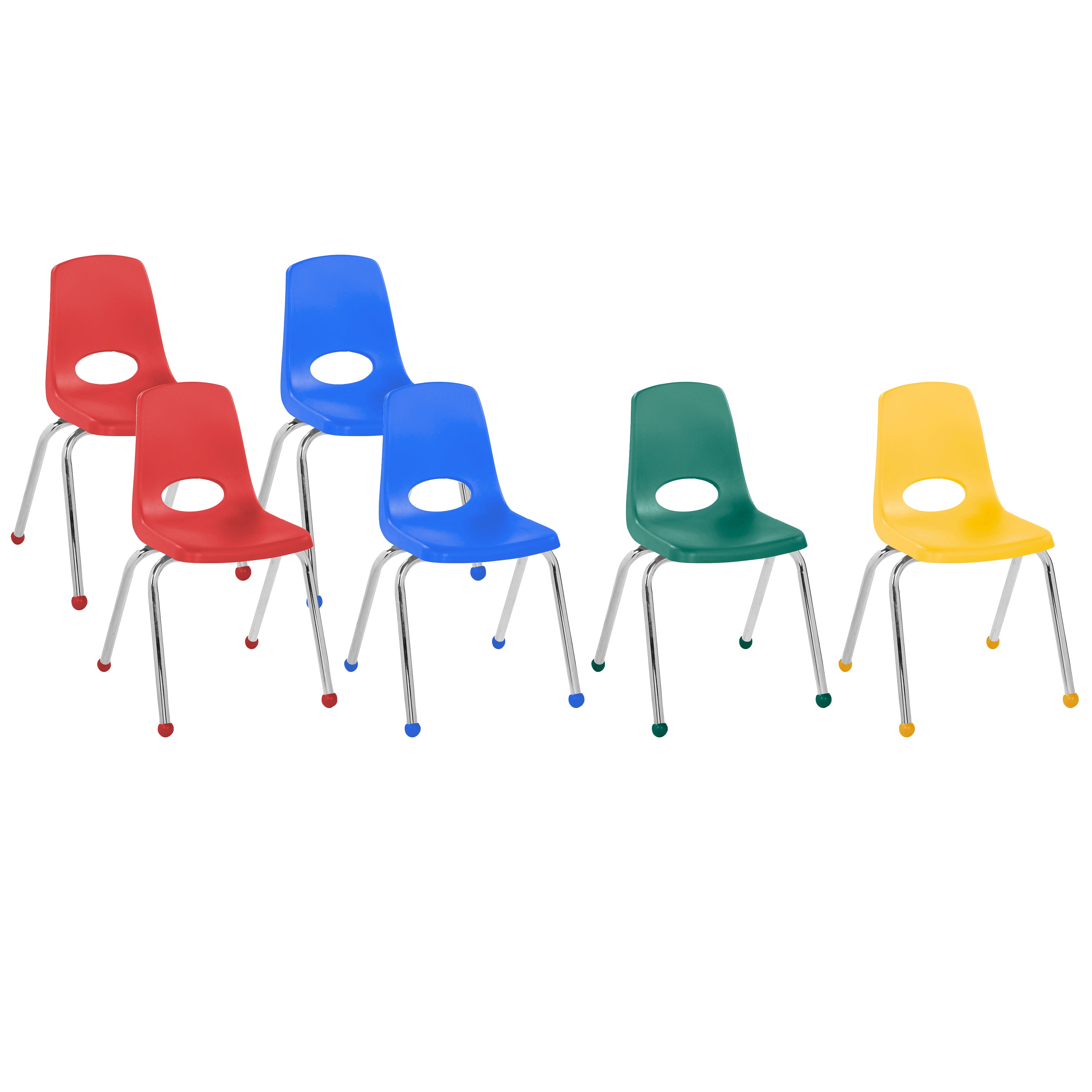 16" Stack Chair with Ball Glides, 6-Piece - Assorted