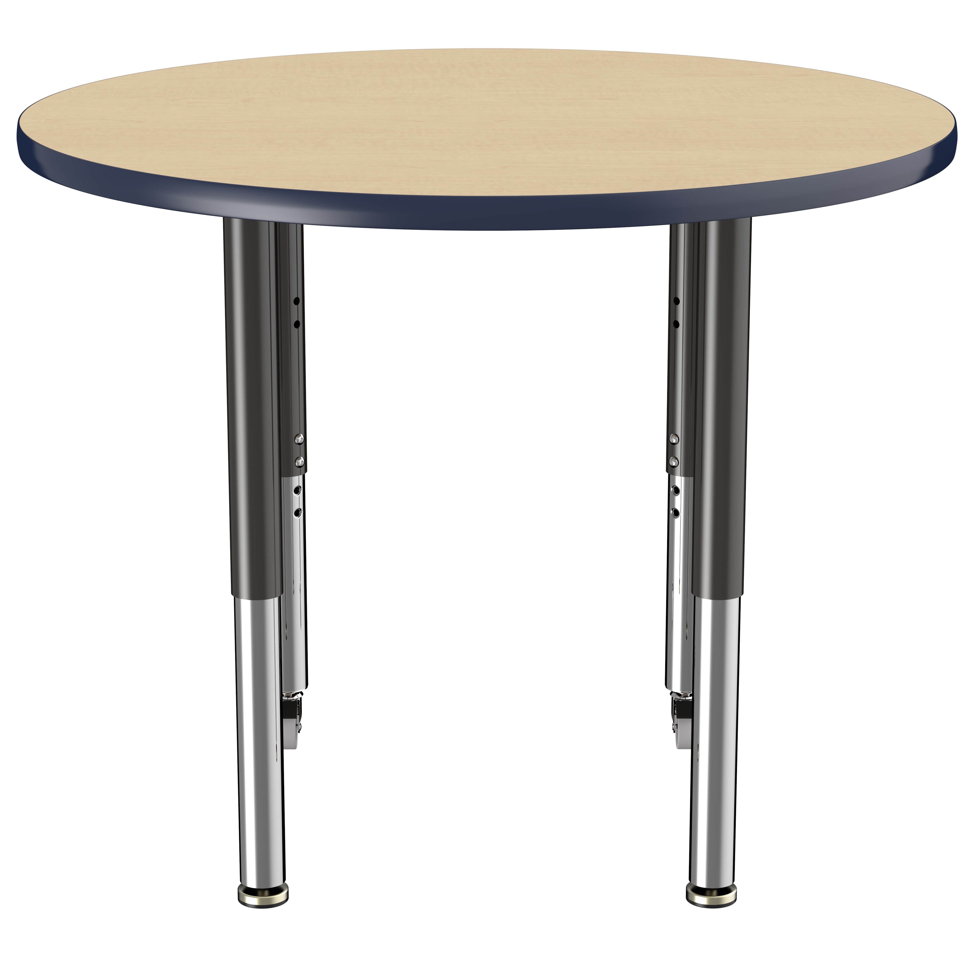 36" Round T-Molding Activity Table with Adjustable Super Legs - Maple/Navy/Black