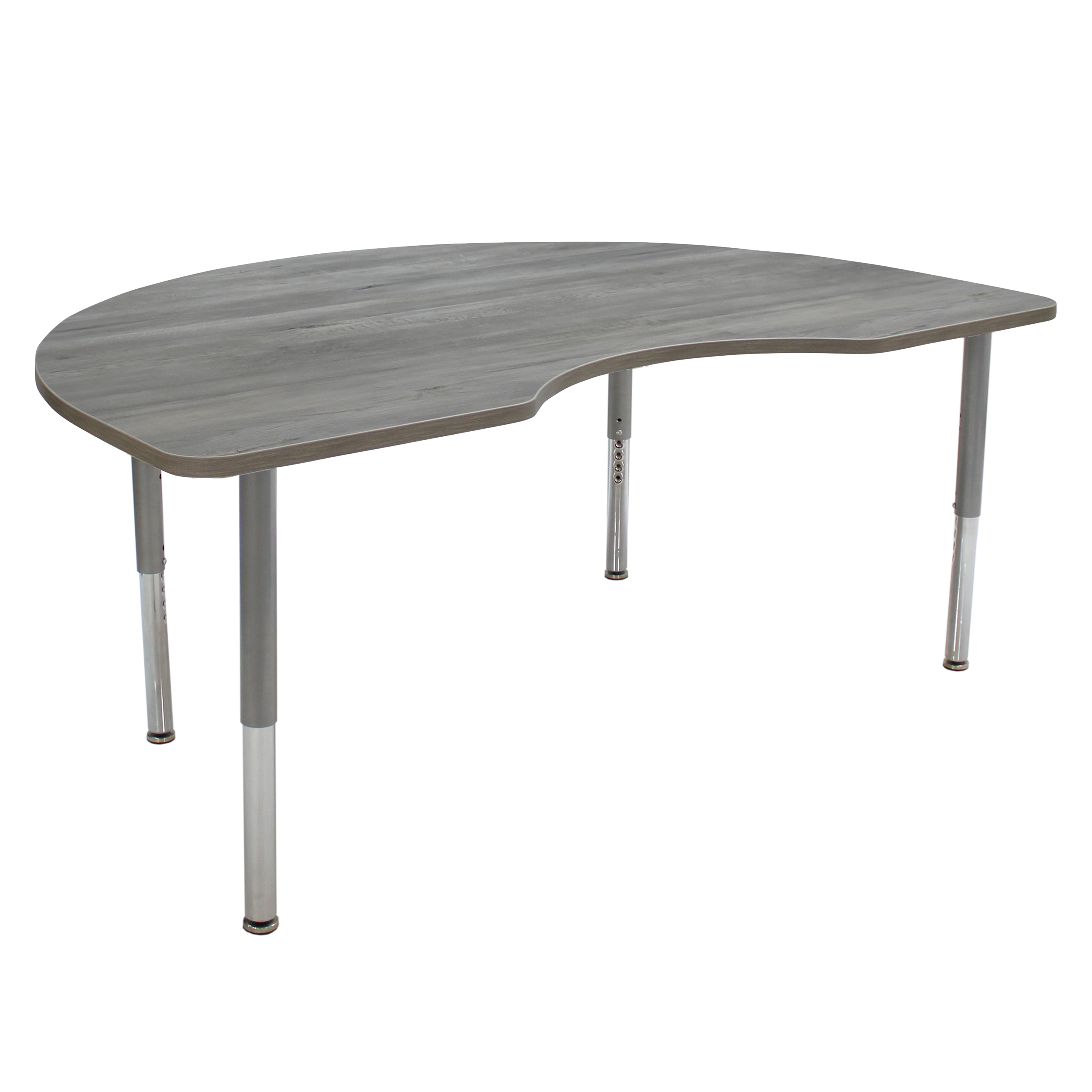 48" x 72" Kidney La Madera Activity Table with Adjustable Super Legs - Light Gray Wood/Silver