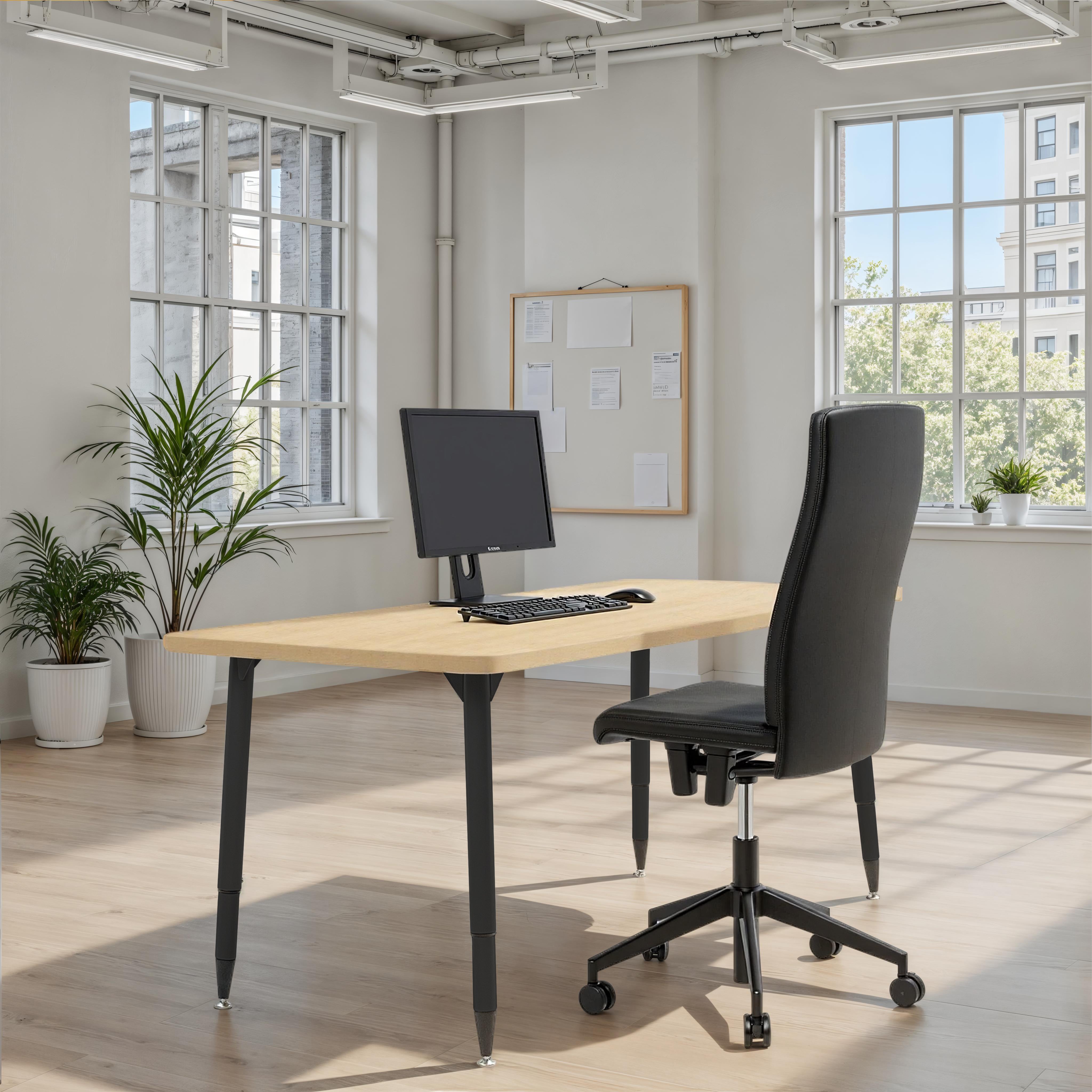 Adapte 30" x 60" Rectangle Woodgrain Activity Table with Adjustable Tapered Legs - Maple Grain/Black