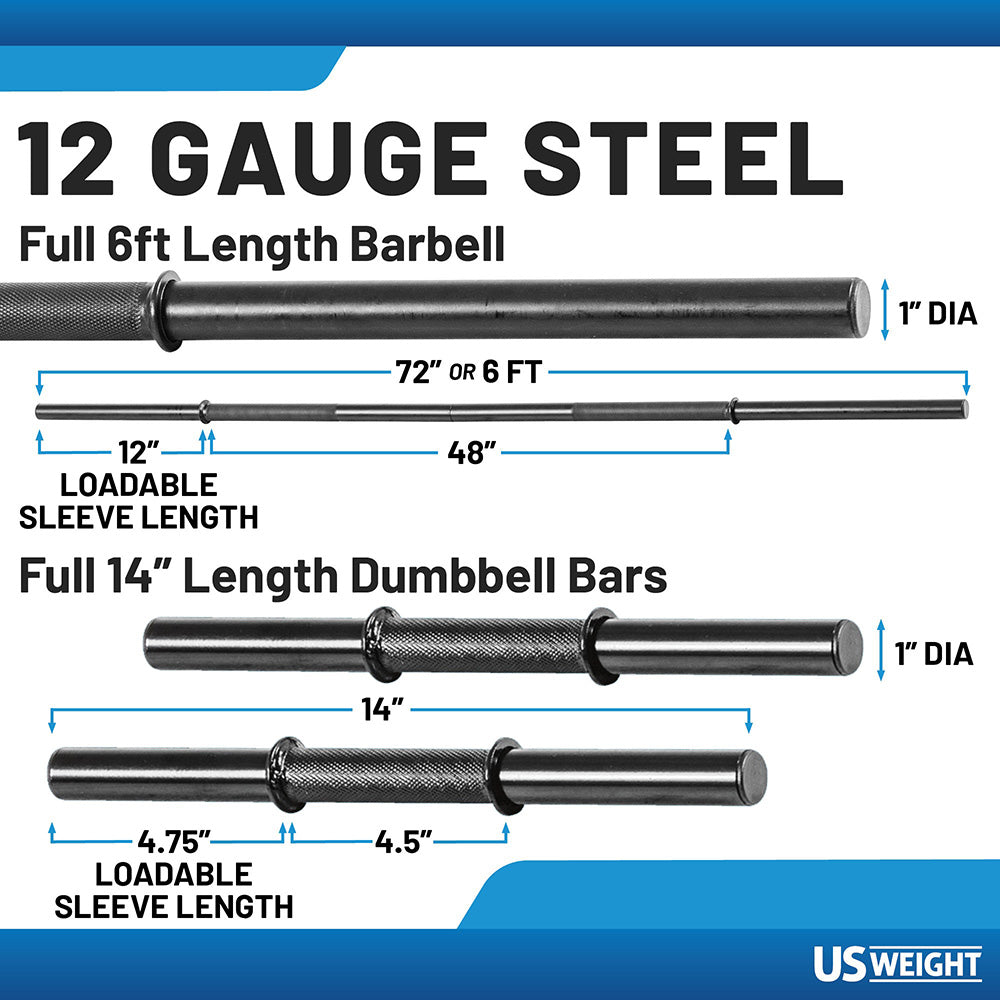 100Lb Weight Set Dumbbells + Full Size Bar