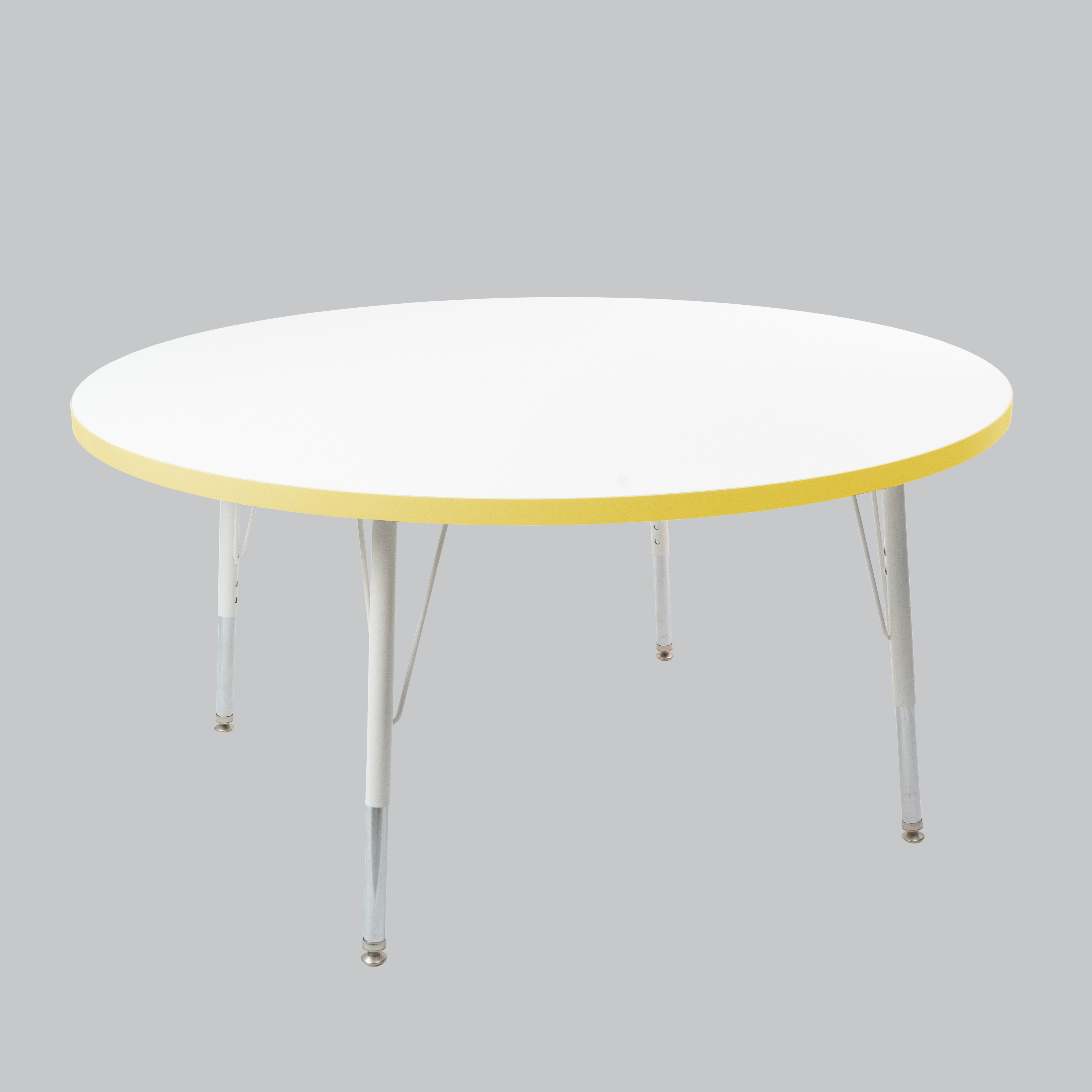 48" Round Thermofused Activity Table with Adjustable Standard Swivel Glide Legs - White/Squash/White
