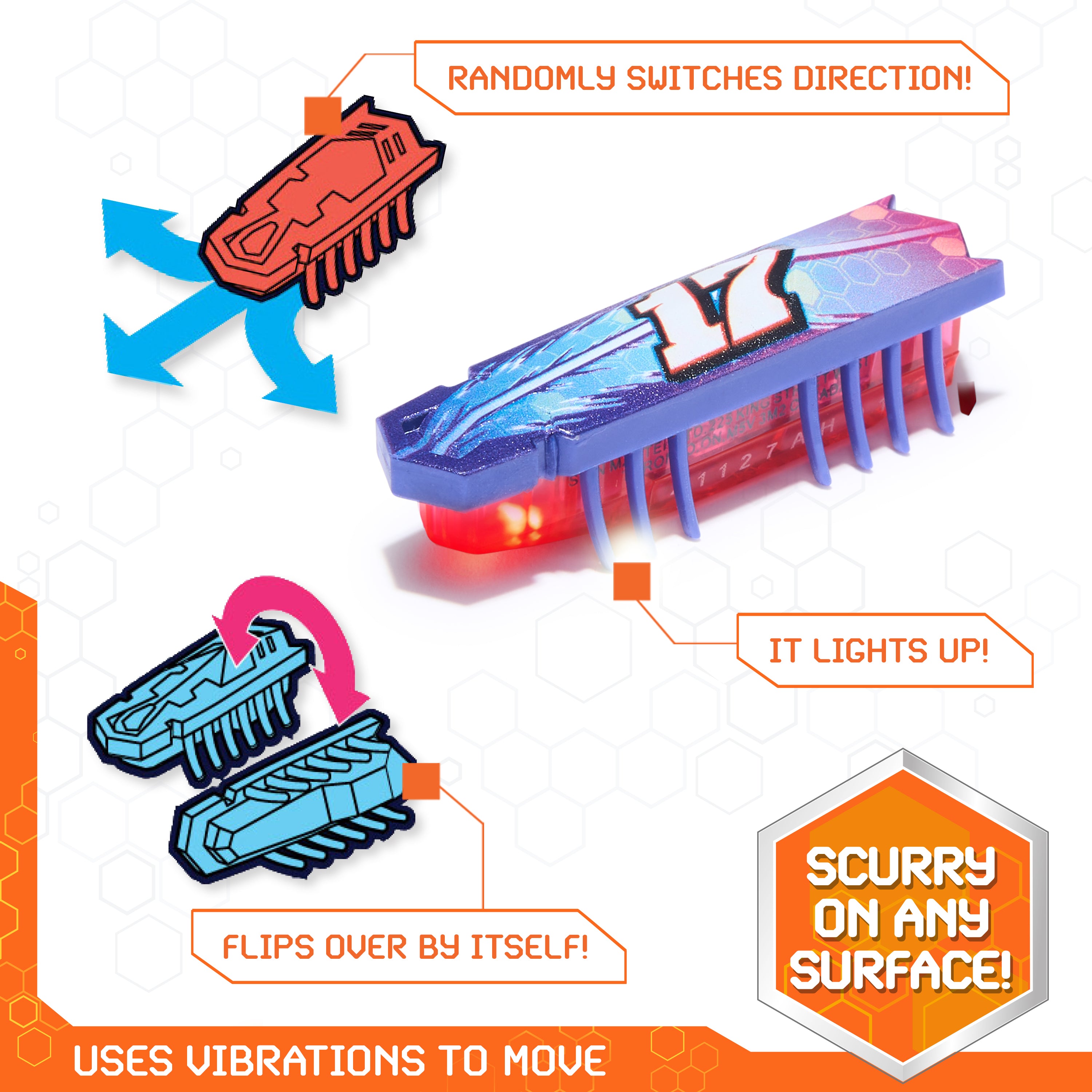 HEX BOTS Nano On-The-Go Launcher with 1 Bonus Flash Nano, Autonomous Mini Robot Sensory Toy and Carrying Case, Toy Playsets for Kids Ages 3 and up