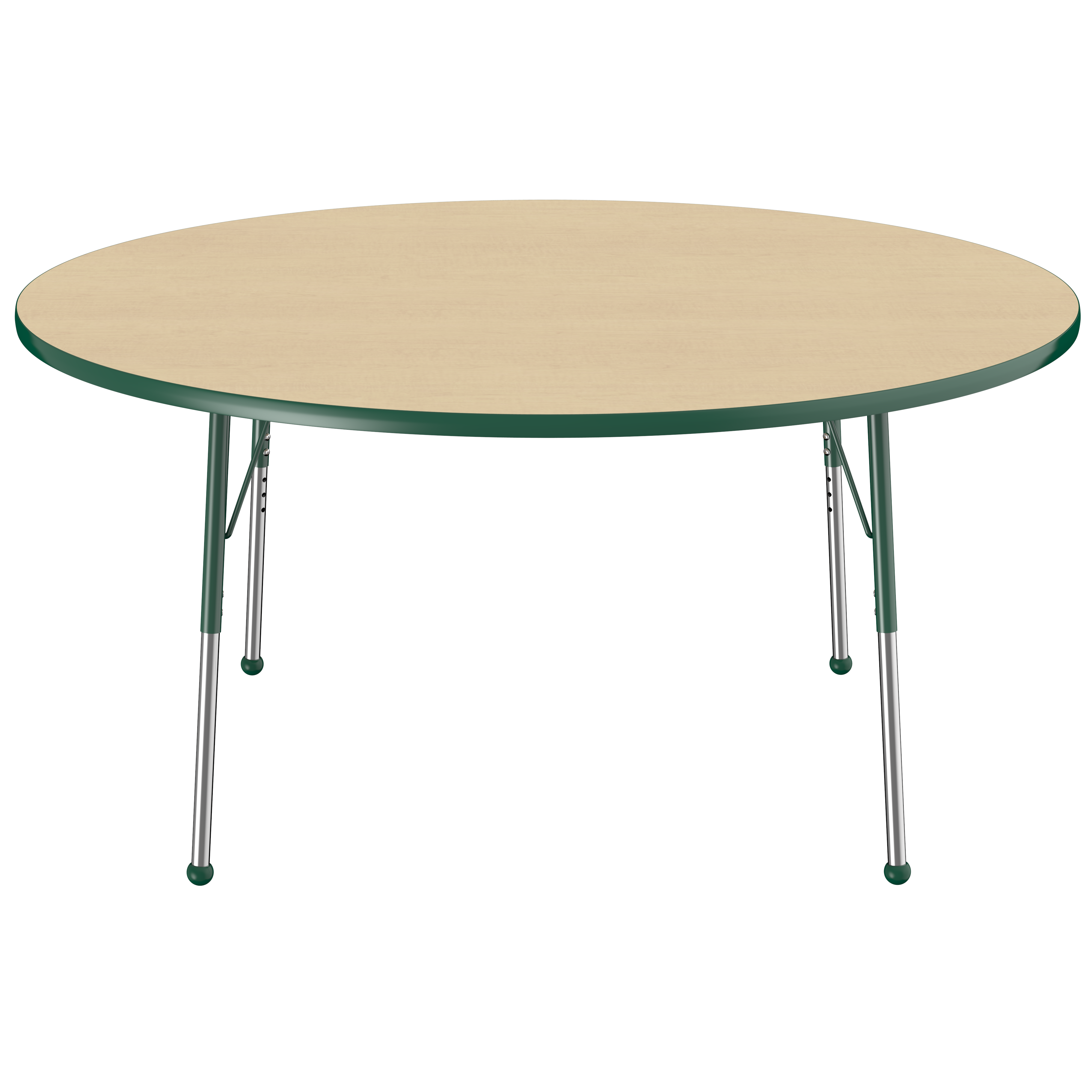60" Round T-Molding Activity Table with Adjustable Standard Ball Glide Legs - Maple/Green