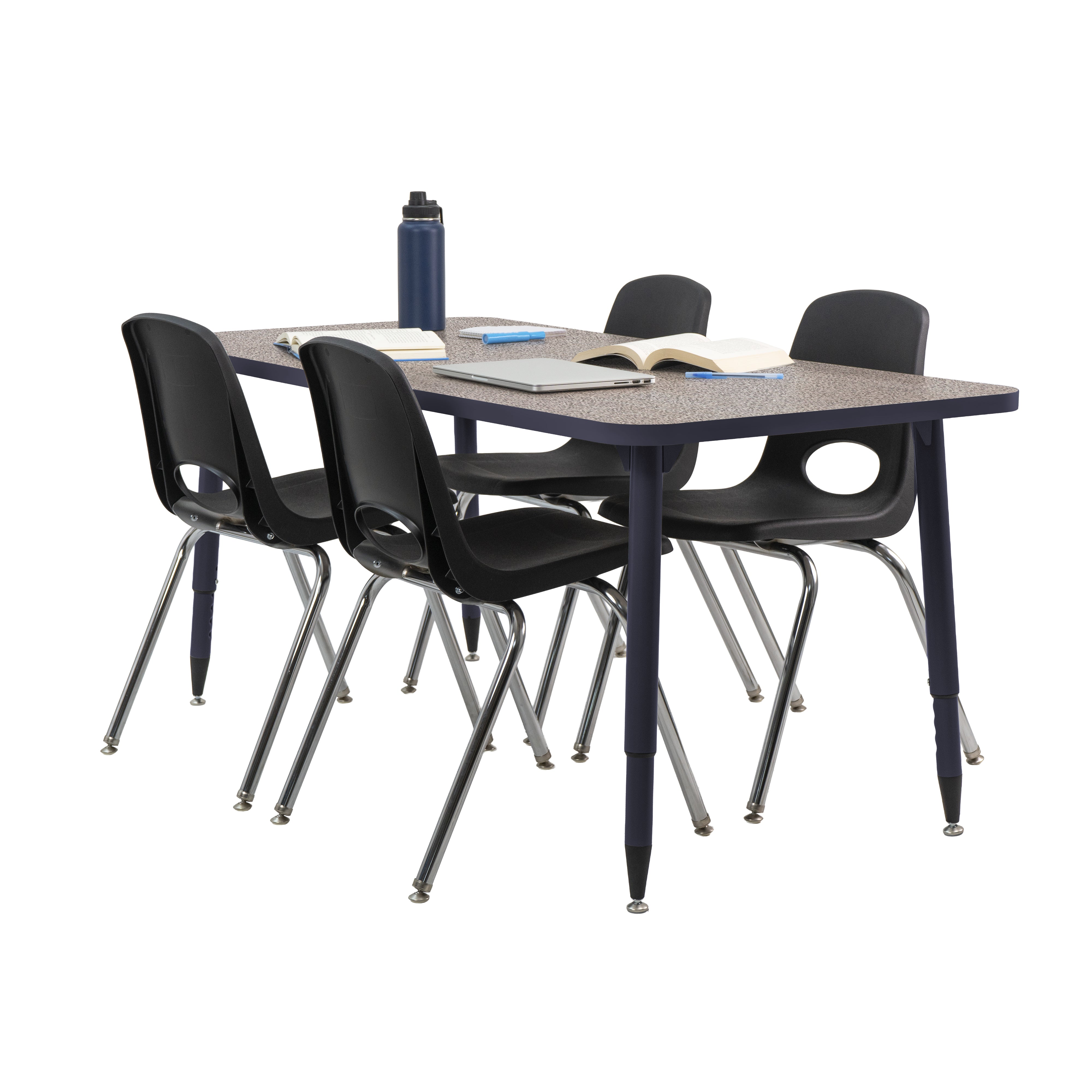 Adapte 30" x 60" Rectangle Thermofused Activity Table with Adjustable Tapered Legs - Gray/Navy