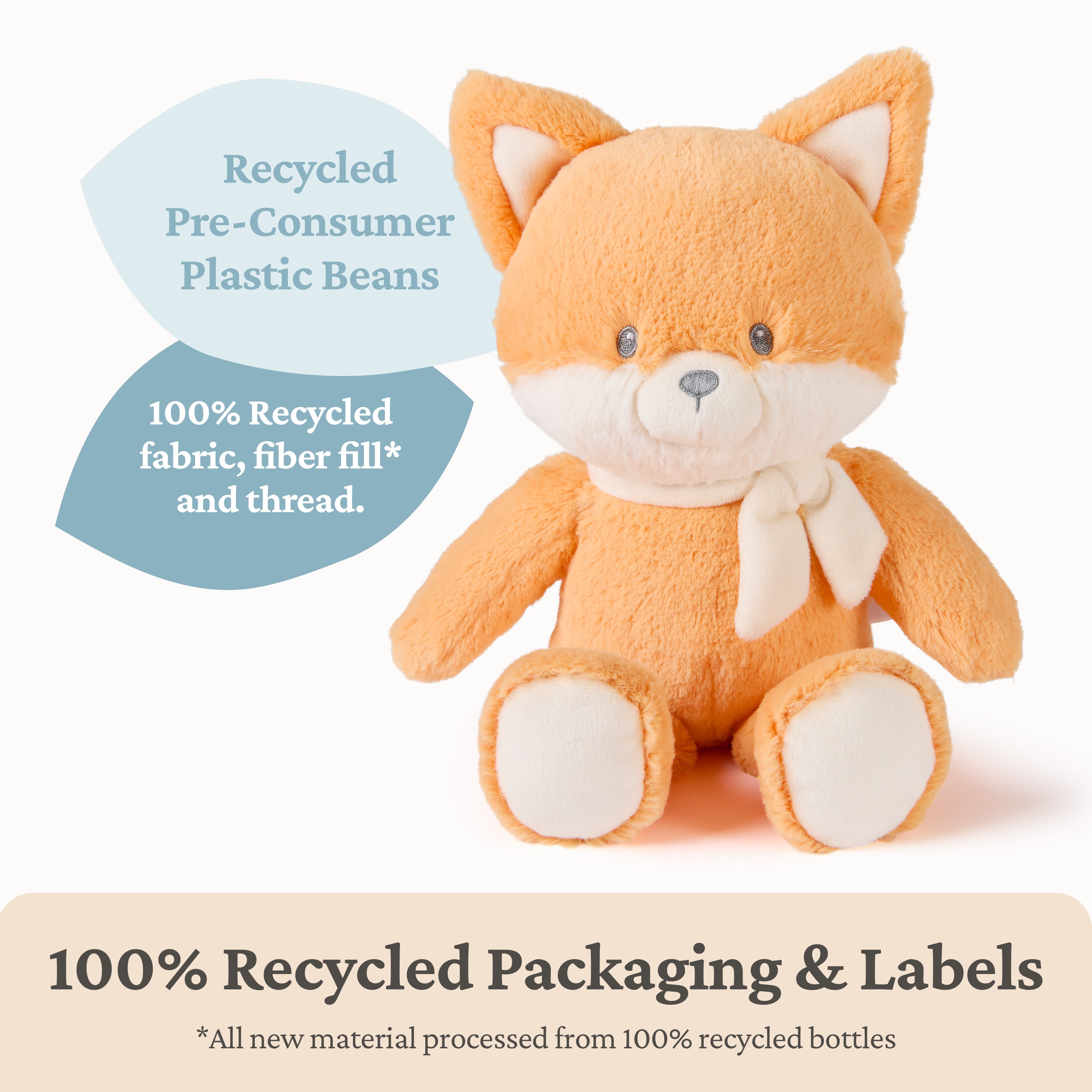Baby GUND Sustainable Fox Plush, Stuffed Animal Made from 100% Recycled Materials, Spring Decor for Babies and Newborns, Orange/Cream, 13”