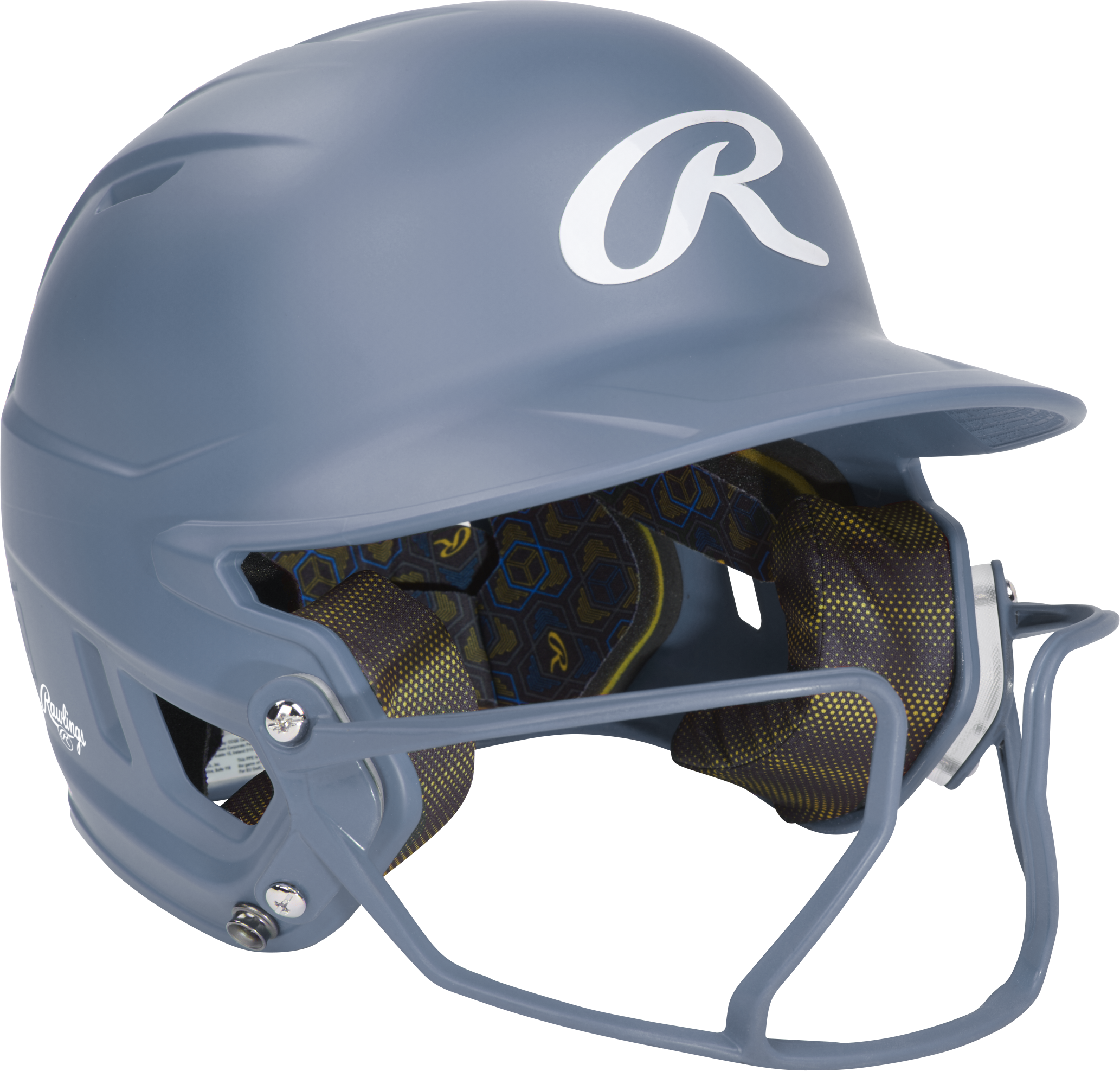 Rawlings Mach Hi-Viz Senior Matte Batting Helmet With Hi-Viz Face Guard - Columbia Blue