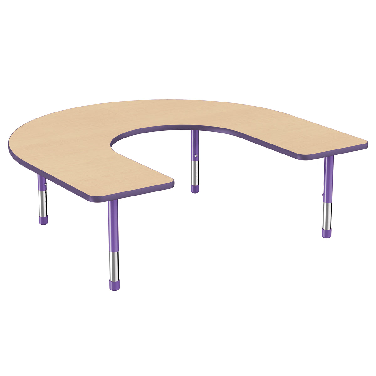 60" x 66" Horseshoe T-Molding Activity Table with Adjustable Chunky Legs - Maple/Purple