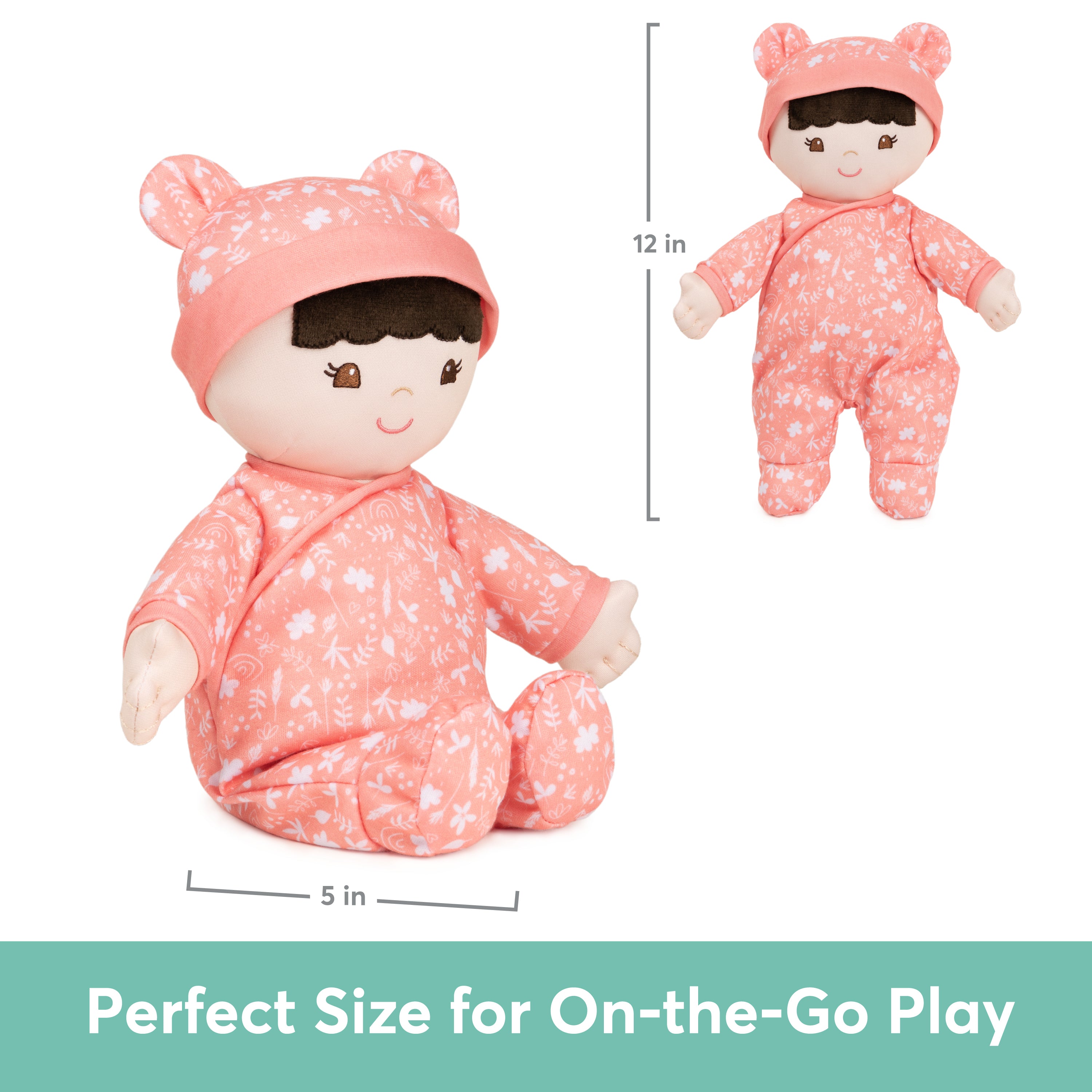 Baby GUND Sustainable Baby Doll, Plush Doll Made from Recycled Materials, For Newborns and Toddlers, Poppy, 12”