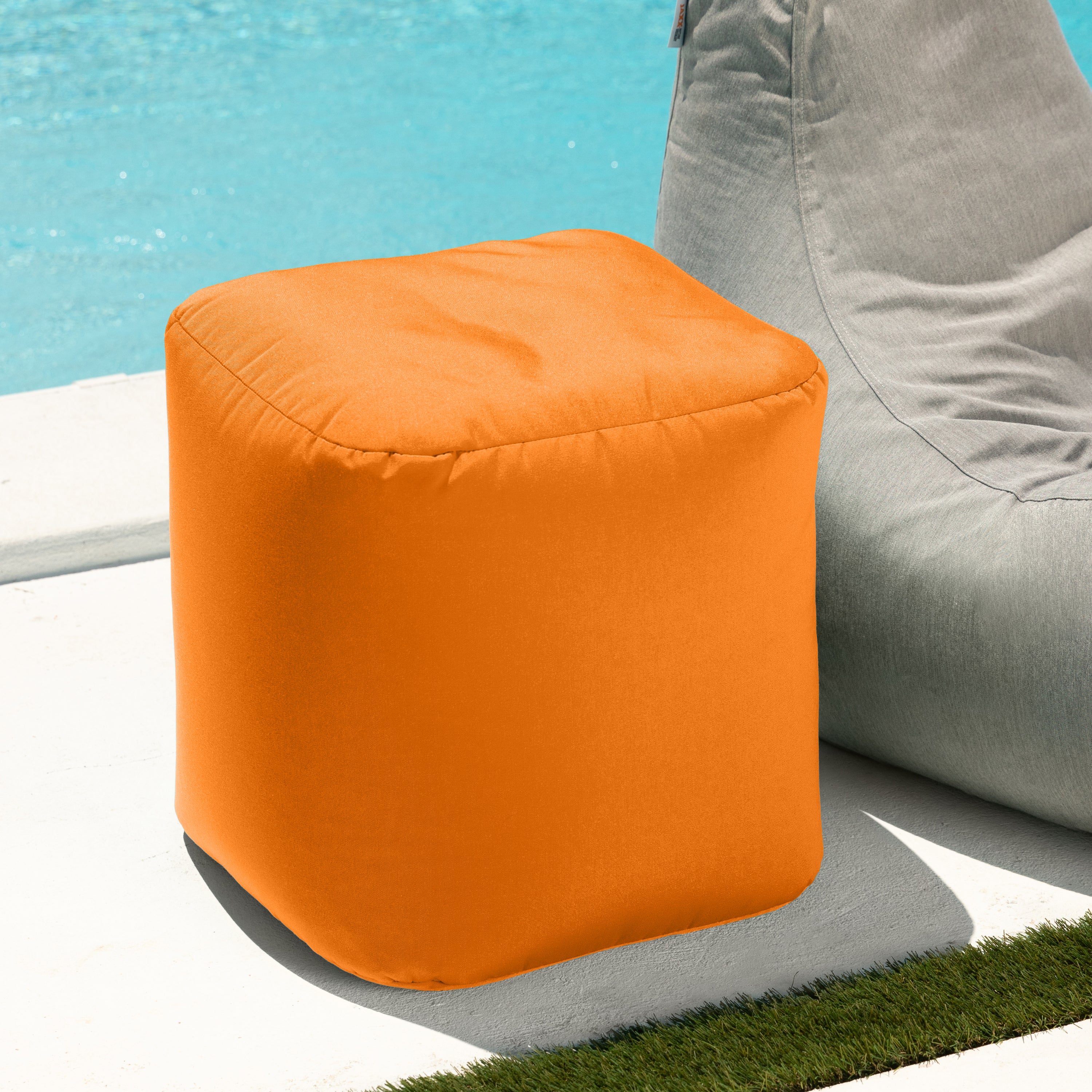 Jaxx Luckie Outdoor Patio Bean Bag Ottoman, Tangerine