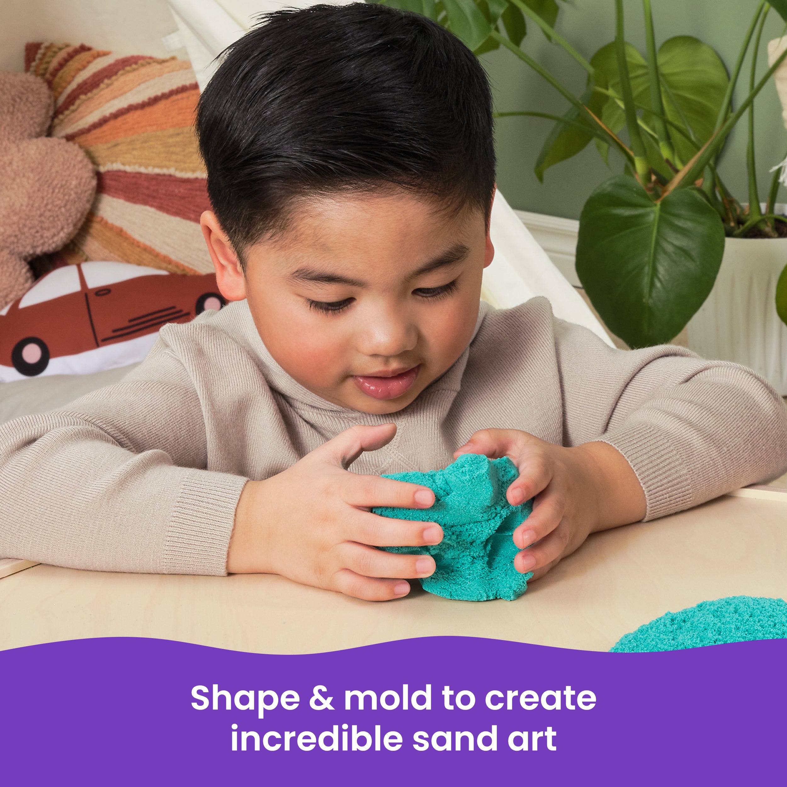 Kinetic Sand, Twinkly Teal 2lb Bag of All-Natural Shimmering Play Sand for Squishing, Mixing and Molding, Sensory Toys for Kids Ages 3 and up