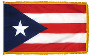 Puerto Rico Flag 3x5 ft. Nylon with Pole Sleeve and Gold Fringe for Parades, and Indoor Display