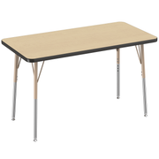 24" x 48" Rectangle T-Molding Activity Table with Adjustable Standard Swivel Glide Legs - Maple/Black/Sand