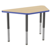 24" x 48" Trapezoid T-Molding Activity Table with Adjustable Super Legs - Maple/Blue/Black