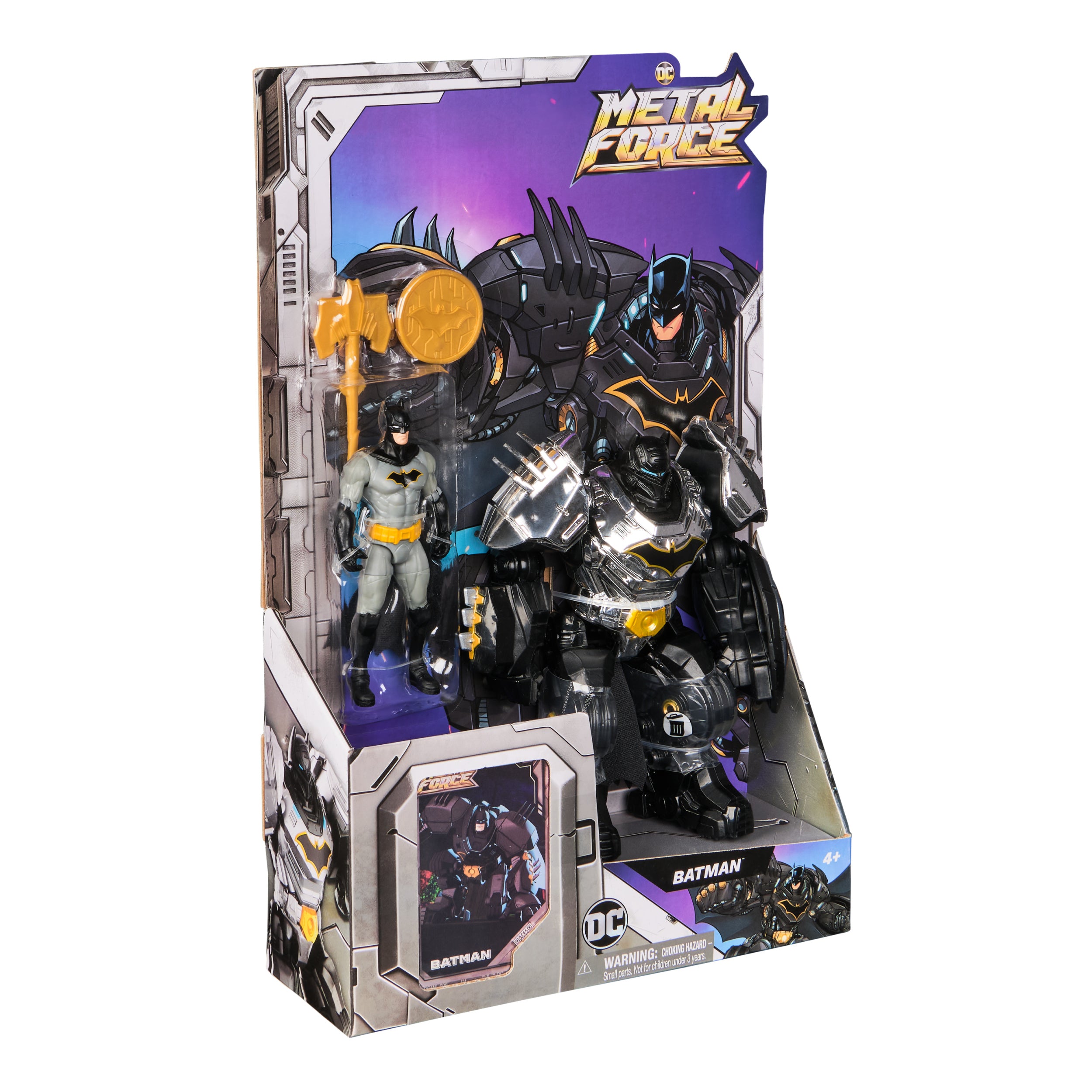 DC Comics, Metal Force Batman Action Figure, 6-Inch with 4-Inch Mini Figure, Built-in Blaster and Armor Suit, Super Hero Kids Toys for Boys and Girls Ages 4 and Up