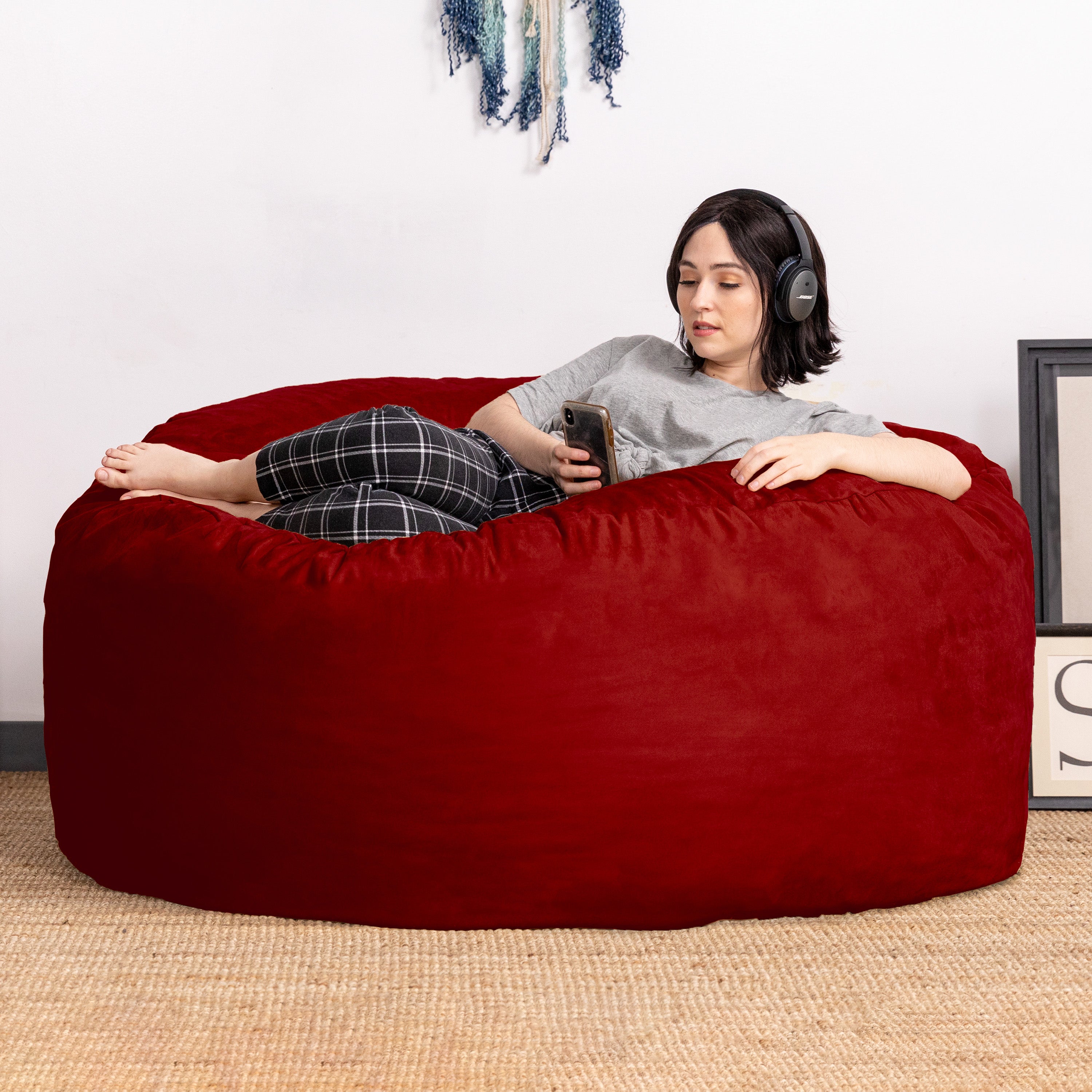 Jaxx Saxx 5 Foot Large Bean Bag w/ Removable Cover, Cinnabar