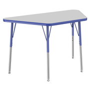 24" x 48" Trapezoid T-Molding Activity Table with Adjustable Standard Swivel Glide Legs - Gray/Blue
