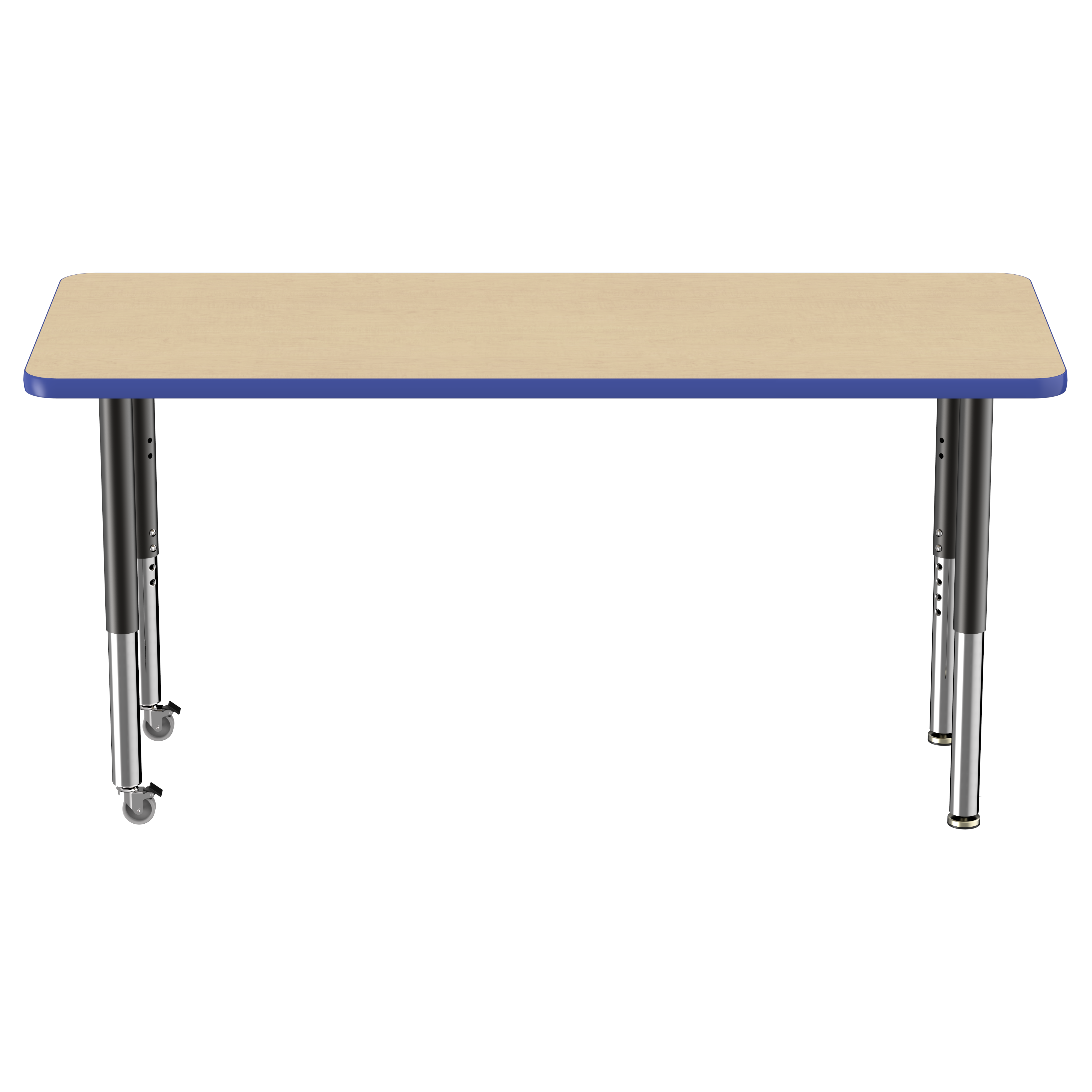 24" x 60" Rectangle T-Molding Activity Table with Adjustable Super Legs - Maple/Blue/Black