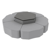 Pro Series Hexagon Ottoman Table with Petal 12" H Seating, 7-Piece Set - Gray/Cosmic Strandz