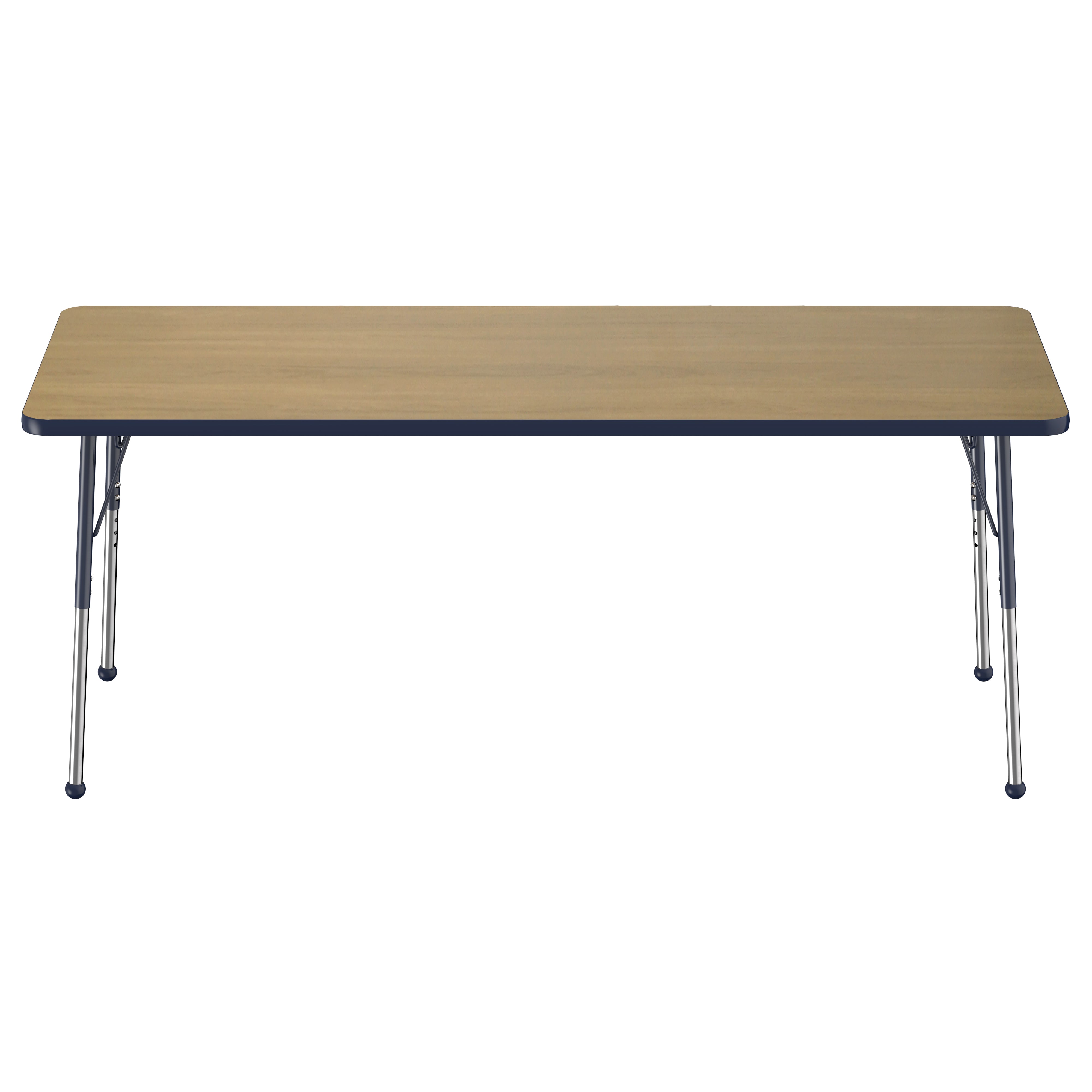 30" x 72" Rectangle T-Molding Activity Table with Adjustable Standard Ball Glide Legs - Pasadena Oak/Navy