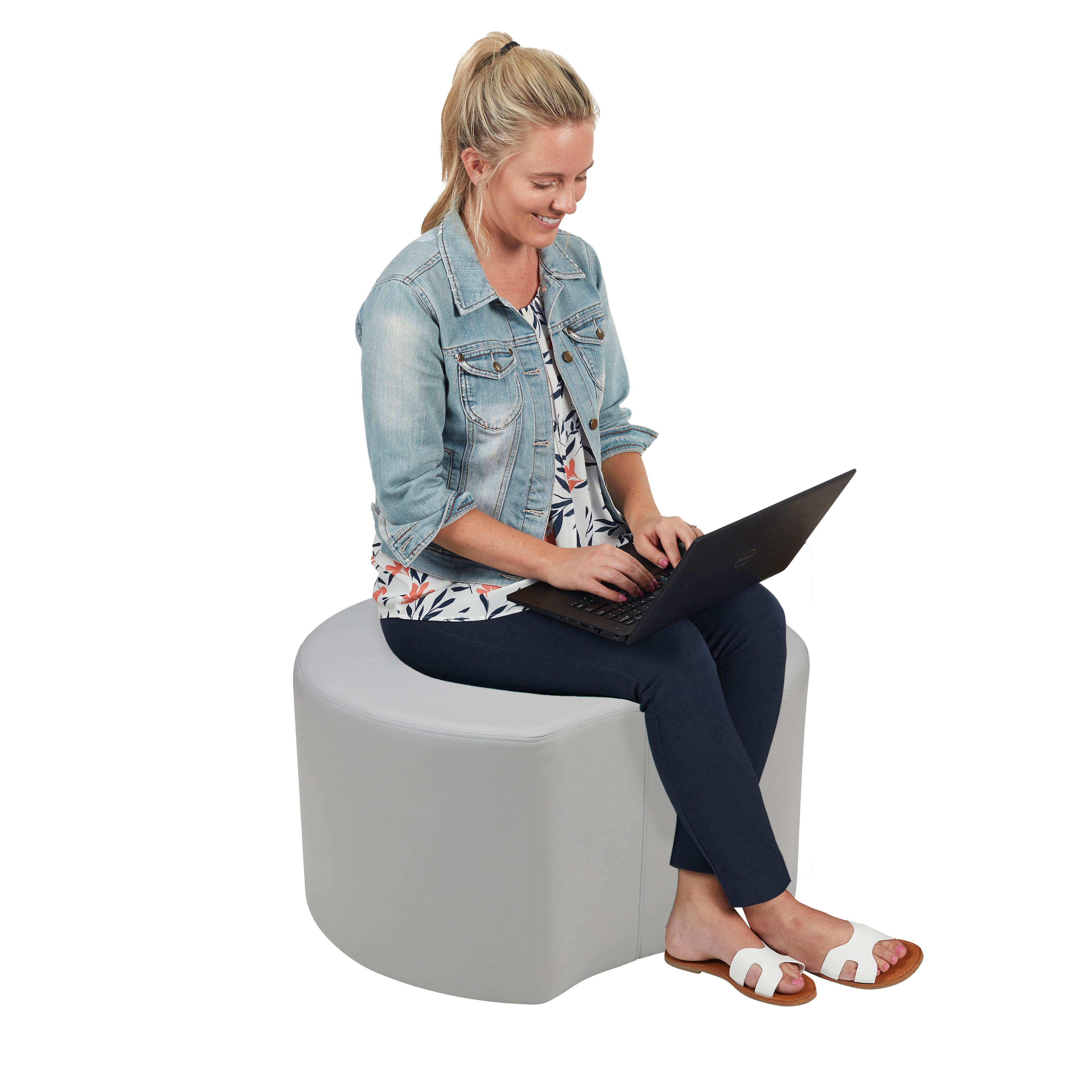 Pro Series Upholstered Crescent Ottoman 18" Height - Gray