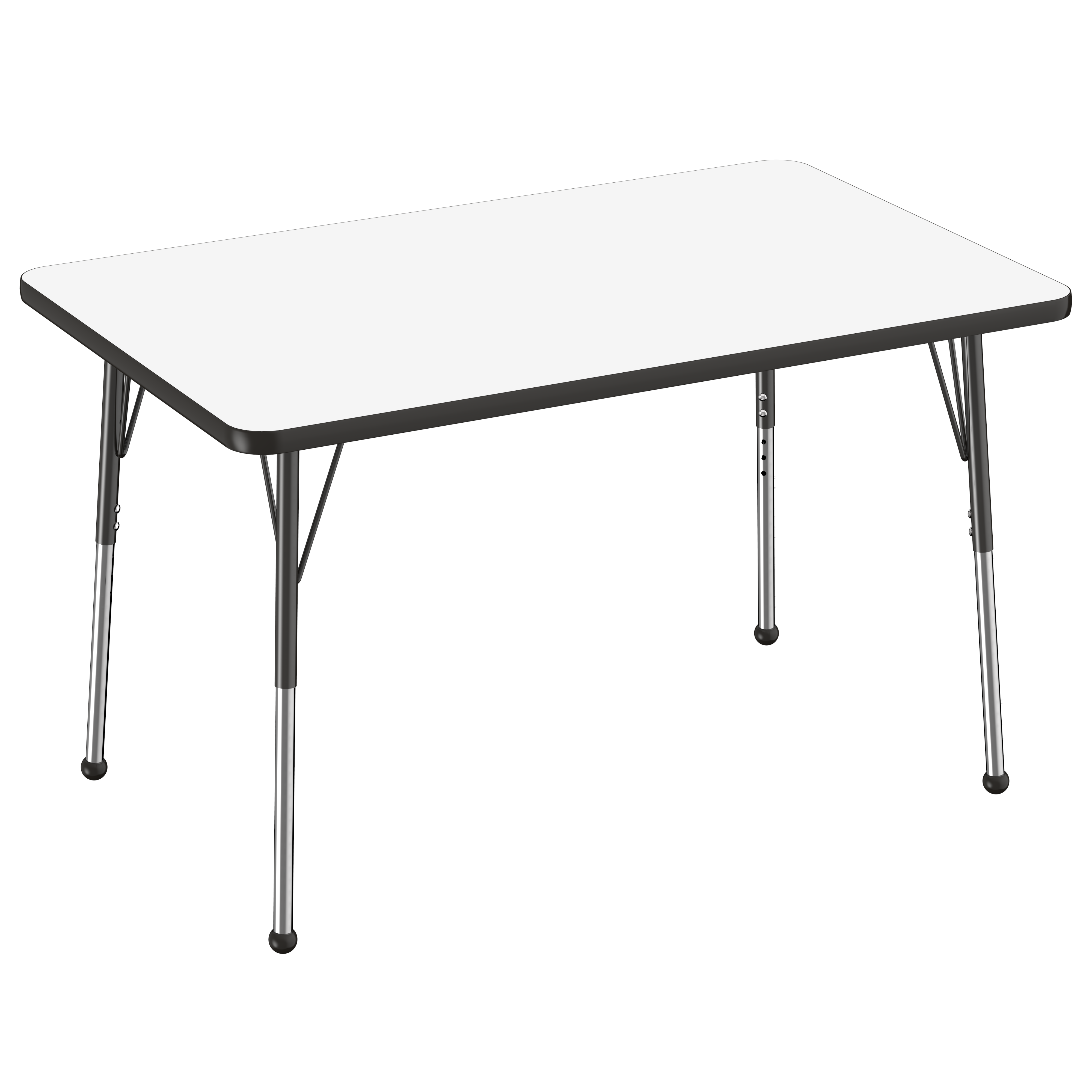 30" x 48" Rectangle Dry-Erase Activity Table with Adjustable Standard Ball Glide Legs - Whiteboard/Black