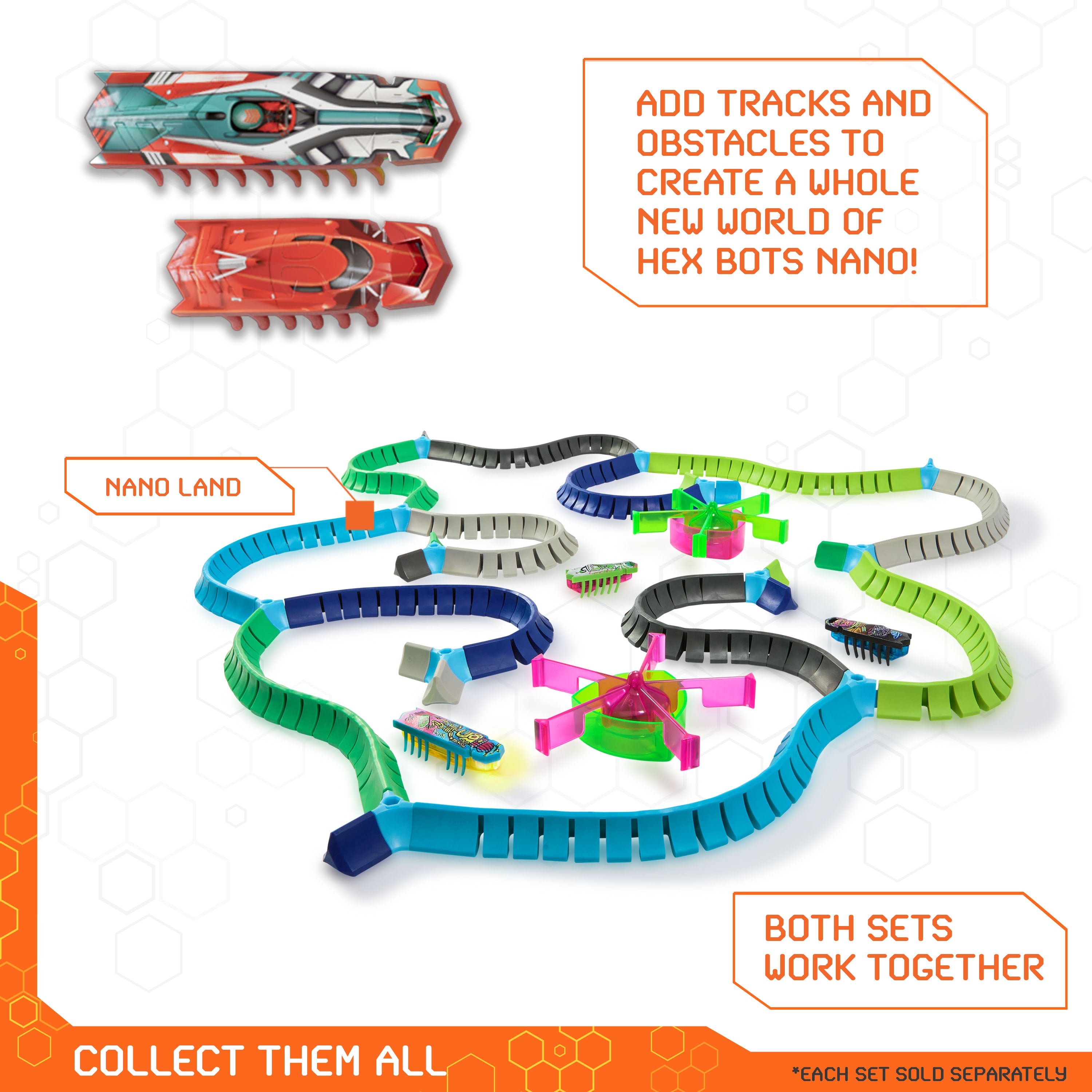 HEX BOTS Nanotopia, Sensory Toys for Kids & Cats with Over 130 Pieces & 7 Nano Bots, Toy Playsets & Mini Robot Toy for Kids Ages 3 & Up, Batteries Included